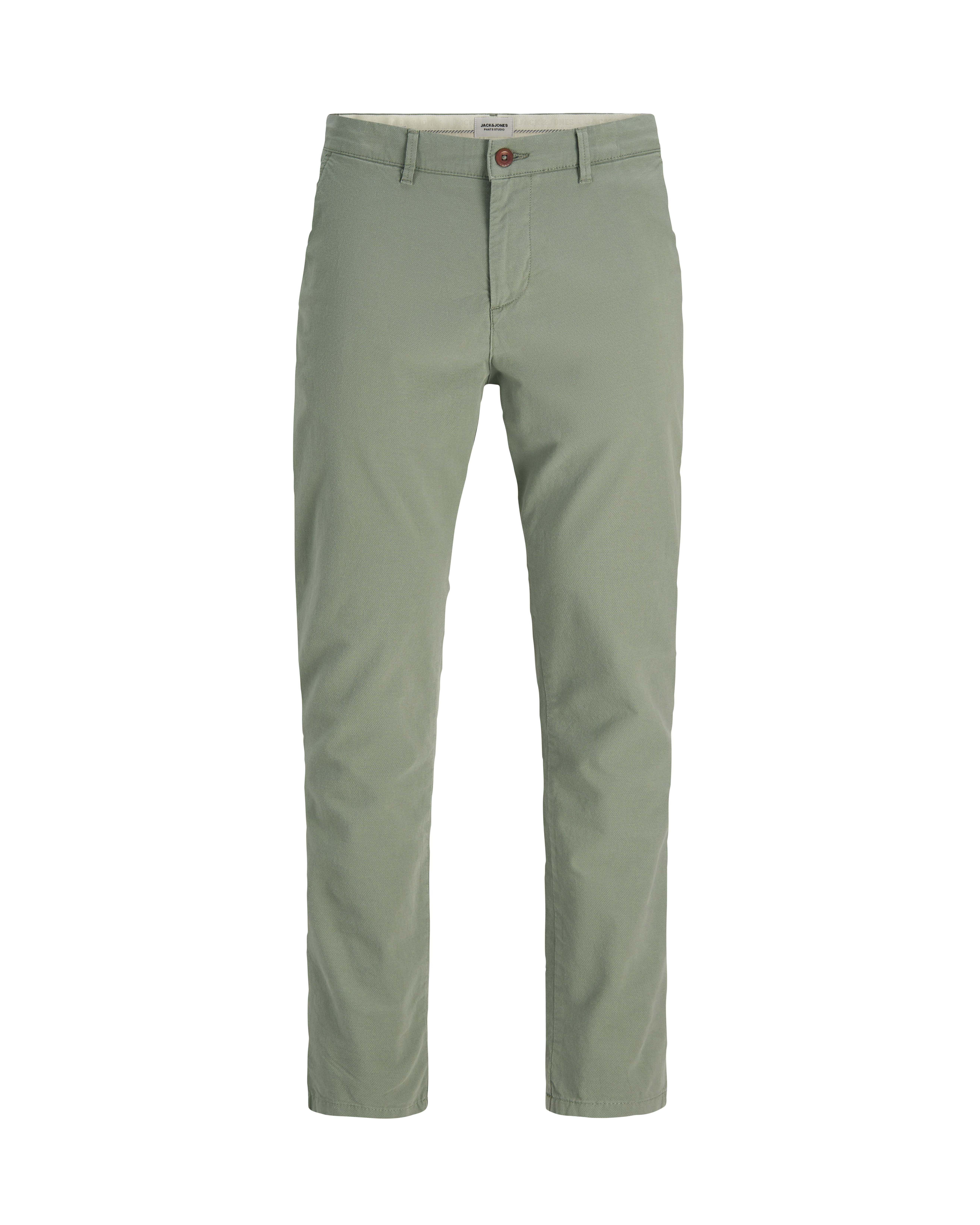 Pantaloni chino slim-fit color salvia a vita bassa in tessuto armaturato di cotone stretch