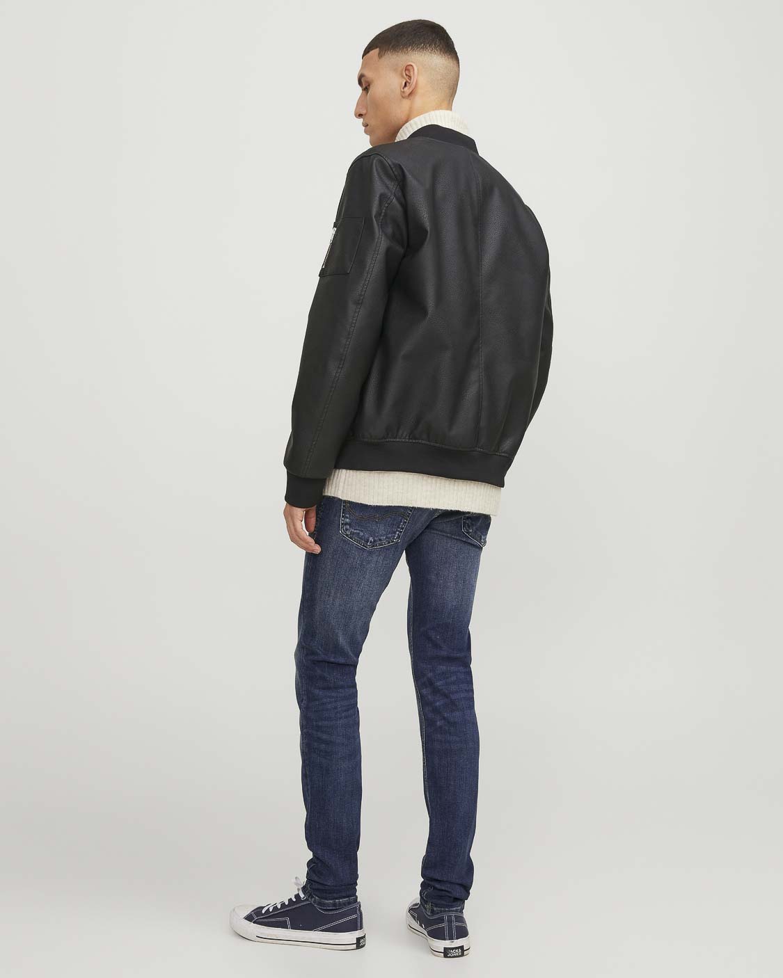 Jeans Jack & Jones skinny a vita bassa in cotone stretch lavaggio scuro stone washed con baffature image