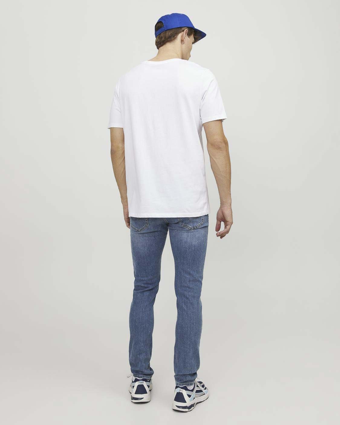 Jeans slim a vita bassa in cotone stretch lavaggio chiaro stone washed con baffature e sabbiature image