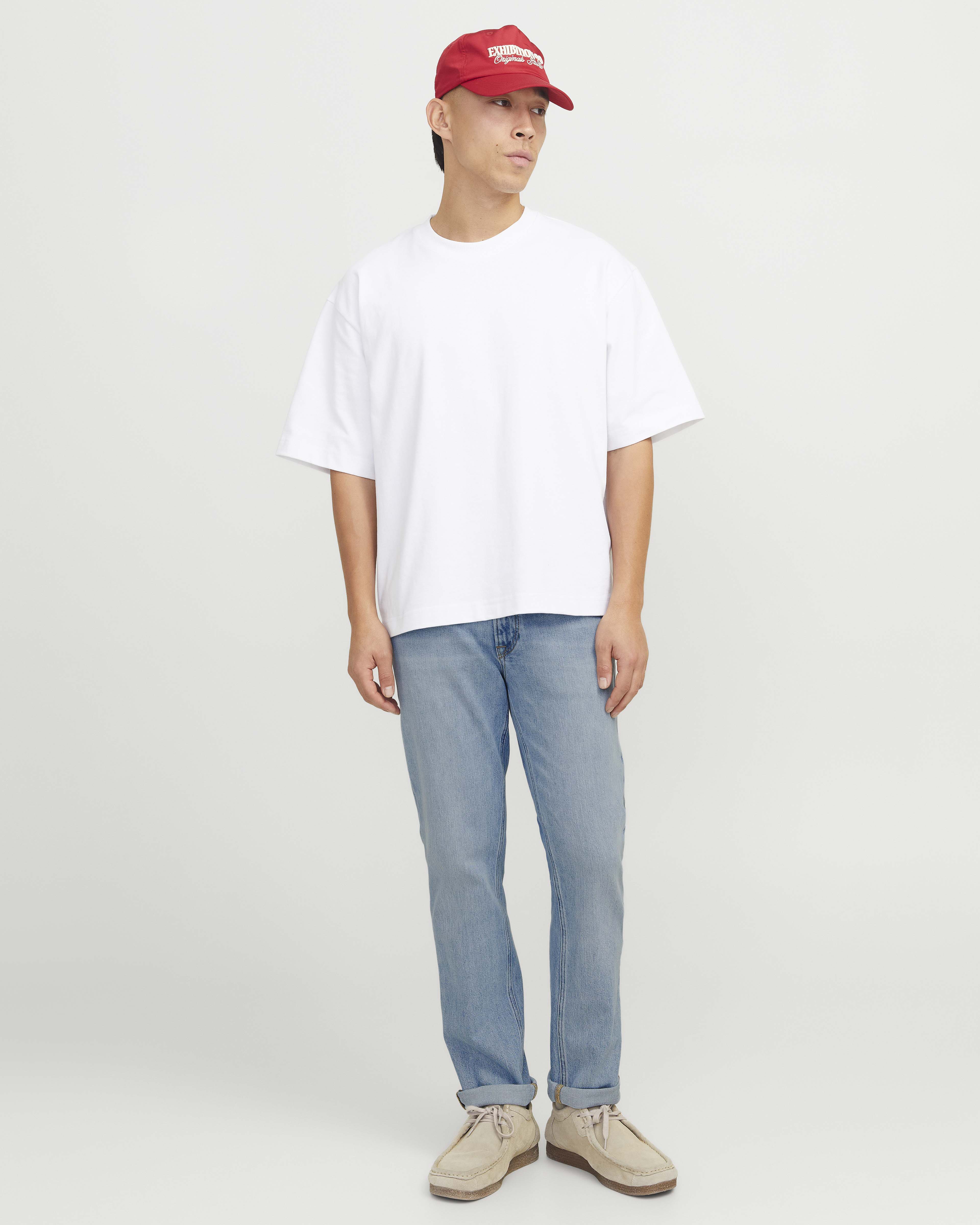 Jeans regular-fit a vita media in cotone stretch lavaggio chiaro super stone washed