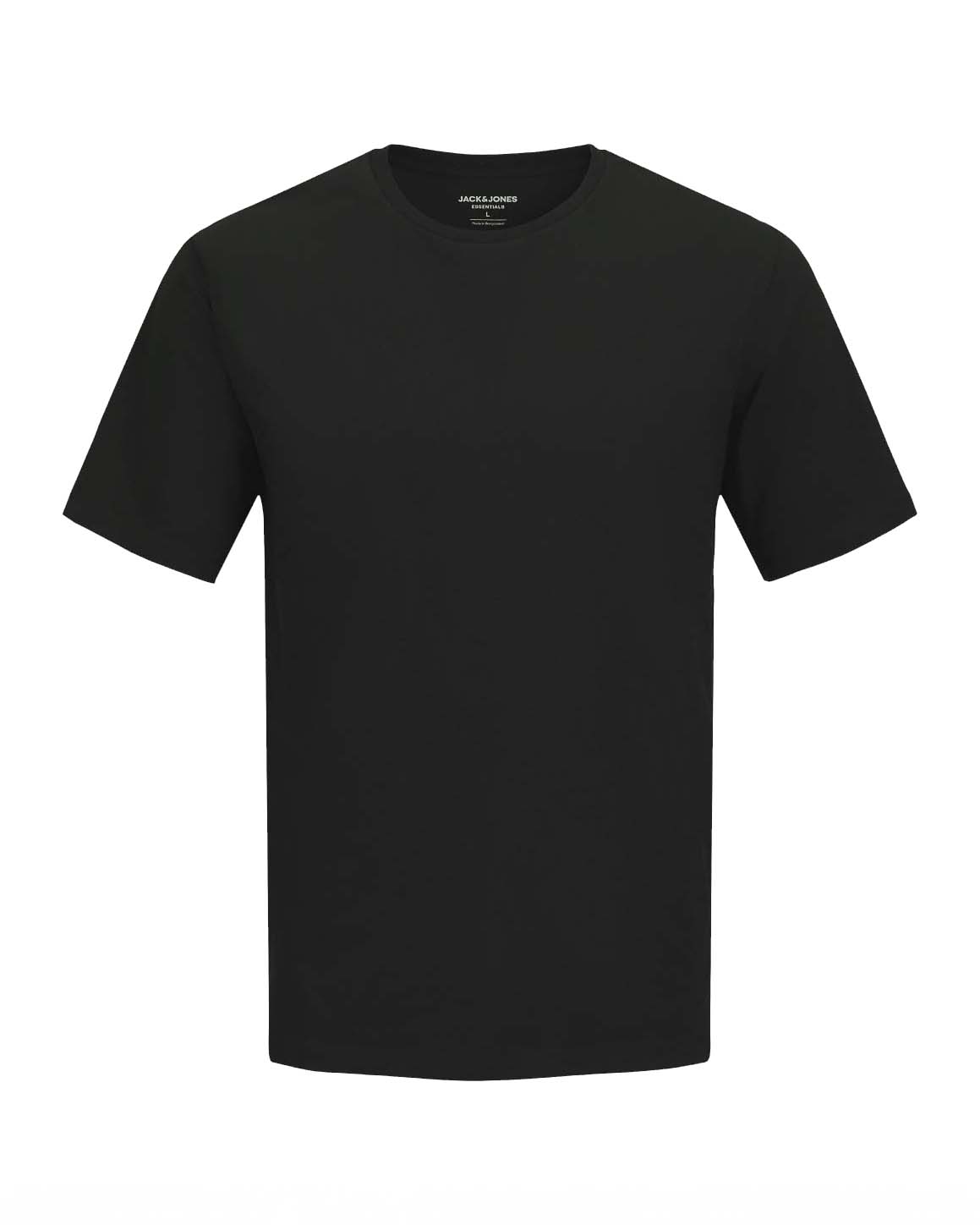 T-shirt nera a tinta unita in jersey di cotone stretch a mezze maniche