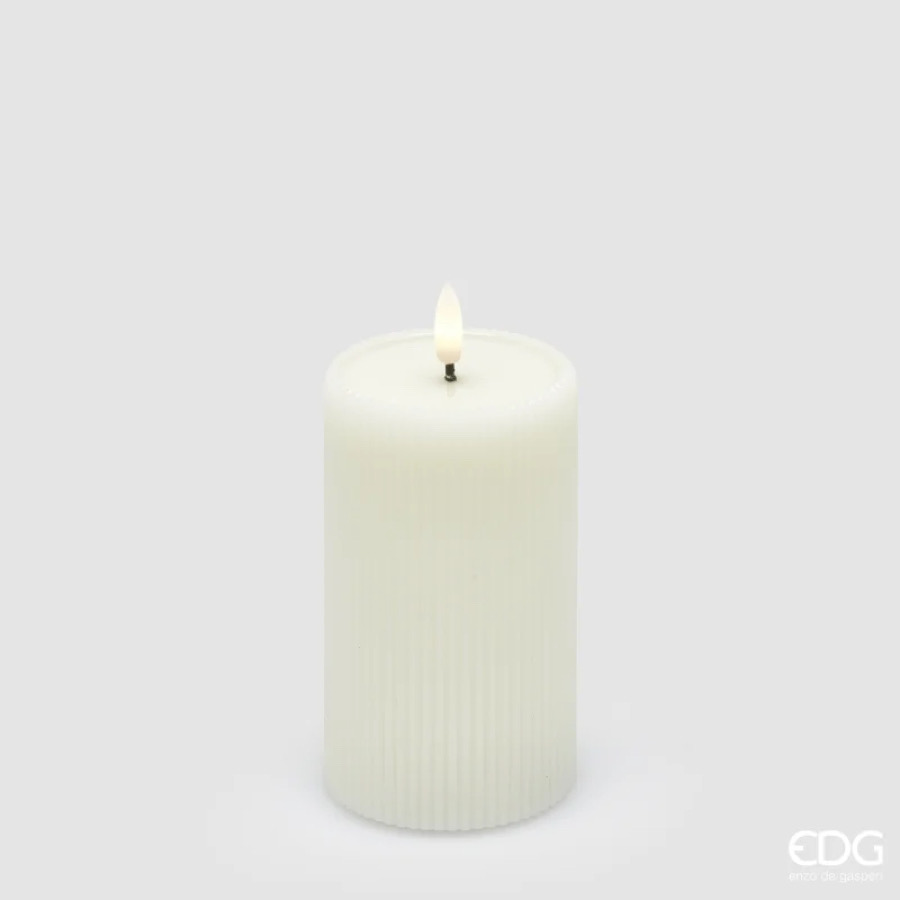 Candela Moccolo Lounge Led IP20 Avorio con Telecomando d.7,5 h.13 Edg