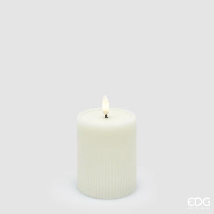 Candela Moccolo Lounge Led IP20 Avorio con Telecomando d.7,5 h.10 Edg