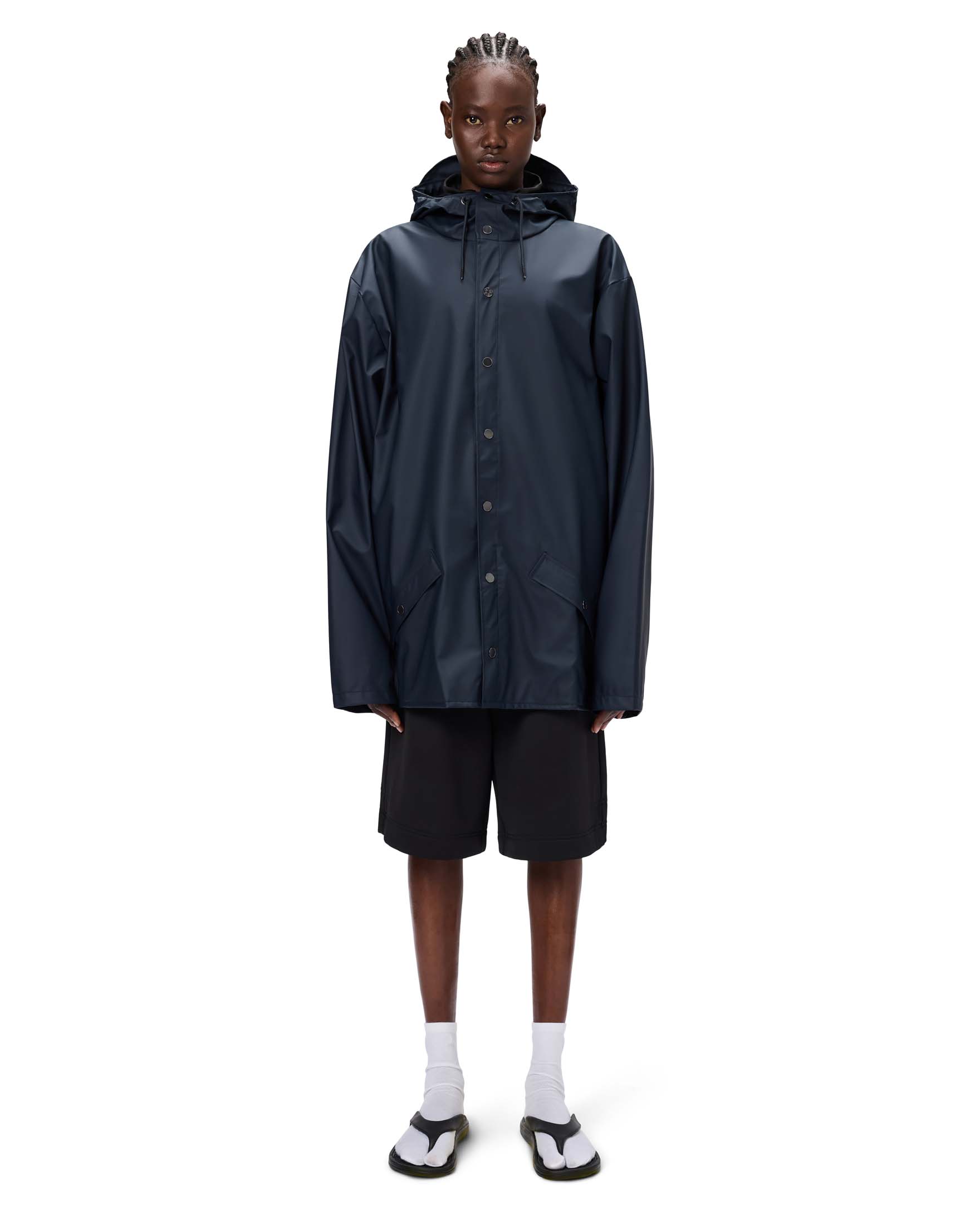 Jacket impermeabile blu navy con cappuccio
