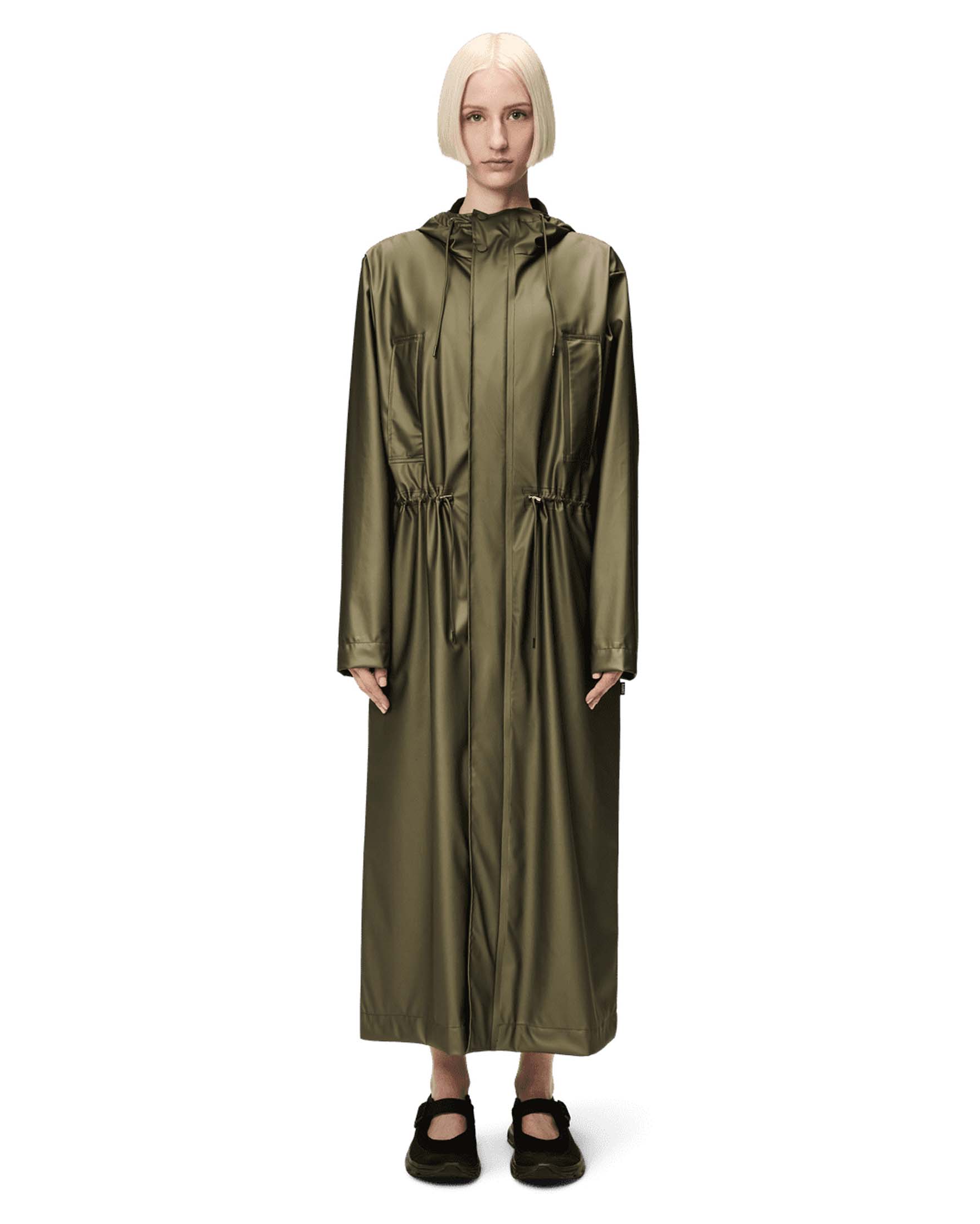 Bold Longest Jacket verde militare oversize con cappuccio e coulisse inserite sui fianchi