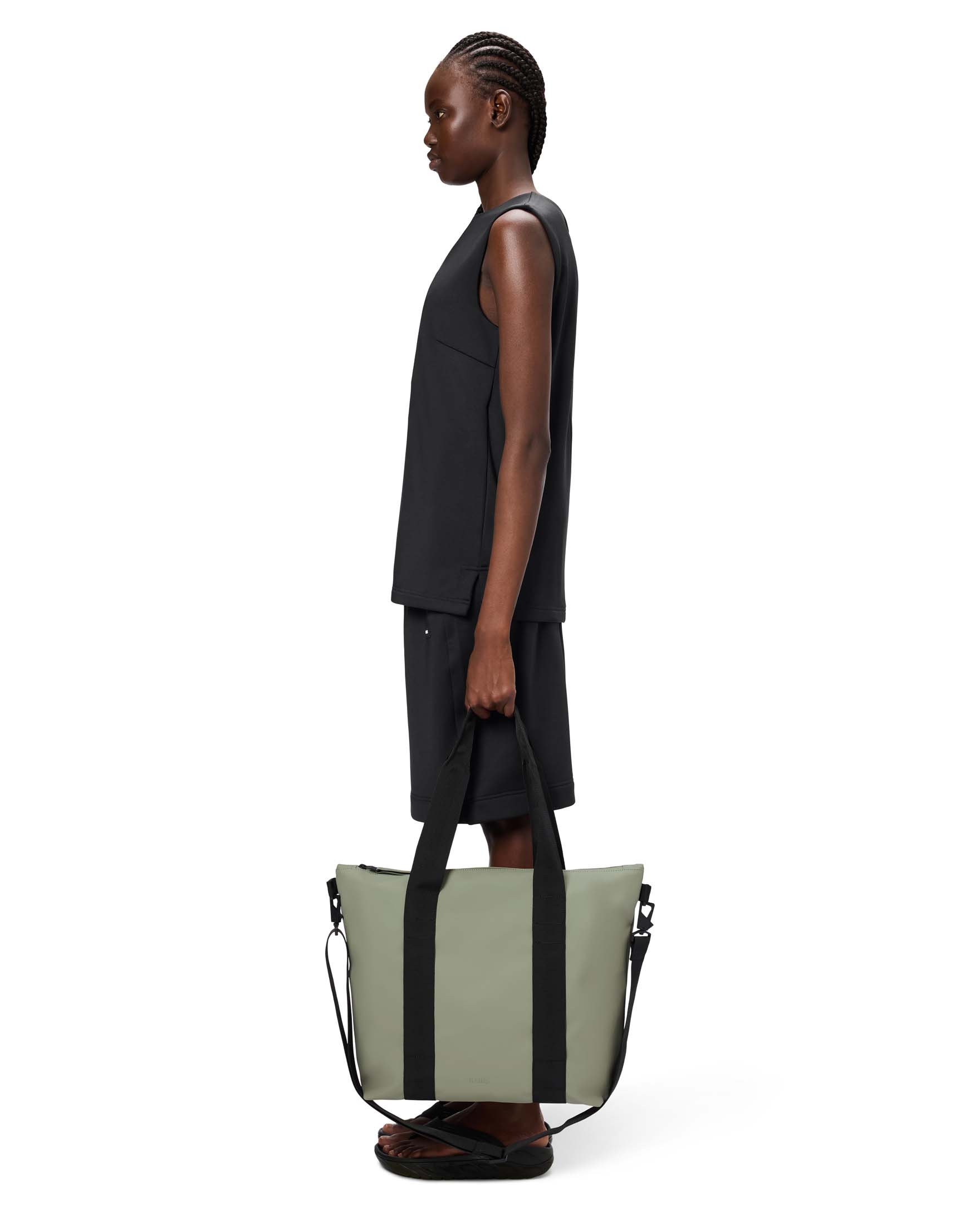 Tote Bag Mini verde salvia con manici a mano e tracolla più lunga rimovibile image