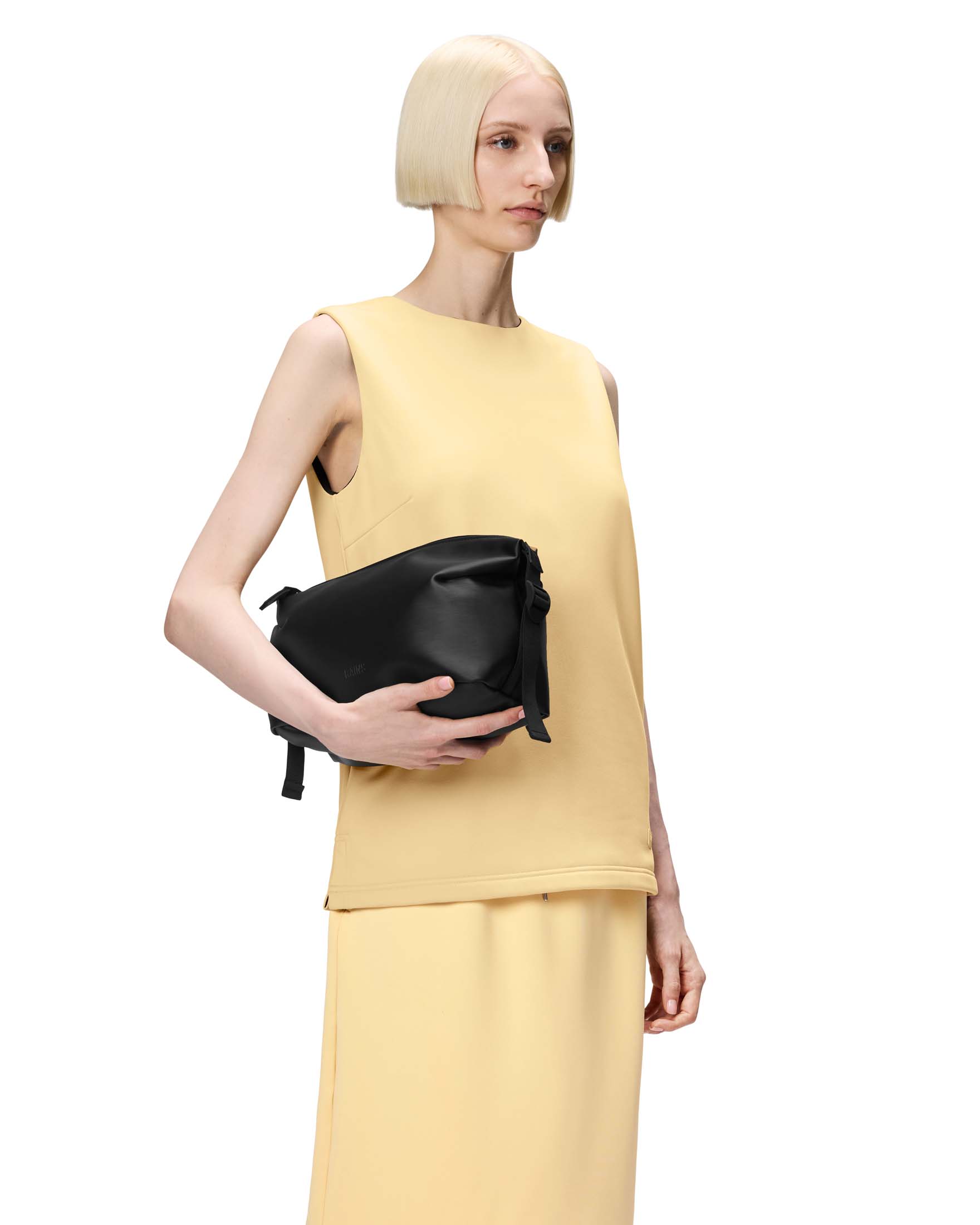 Hilo Wash Bag nero grigio in tessuto impermeabile effetto gommato con cinturini regolabili image