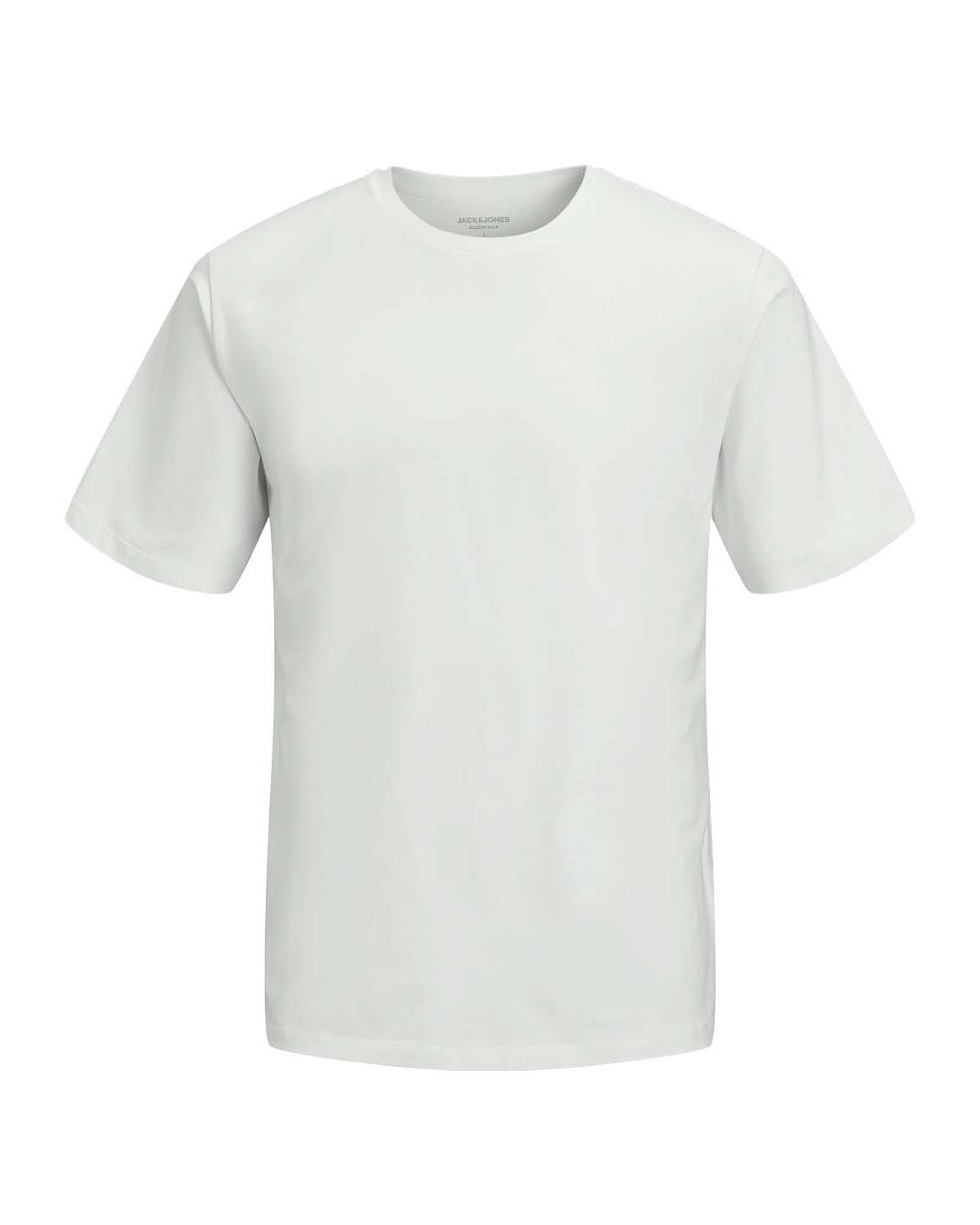 T-shirt girocollo bianca a tinta unita in jersey di cotone stretch a mezze maniche