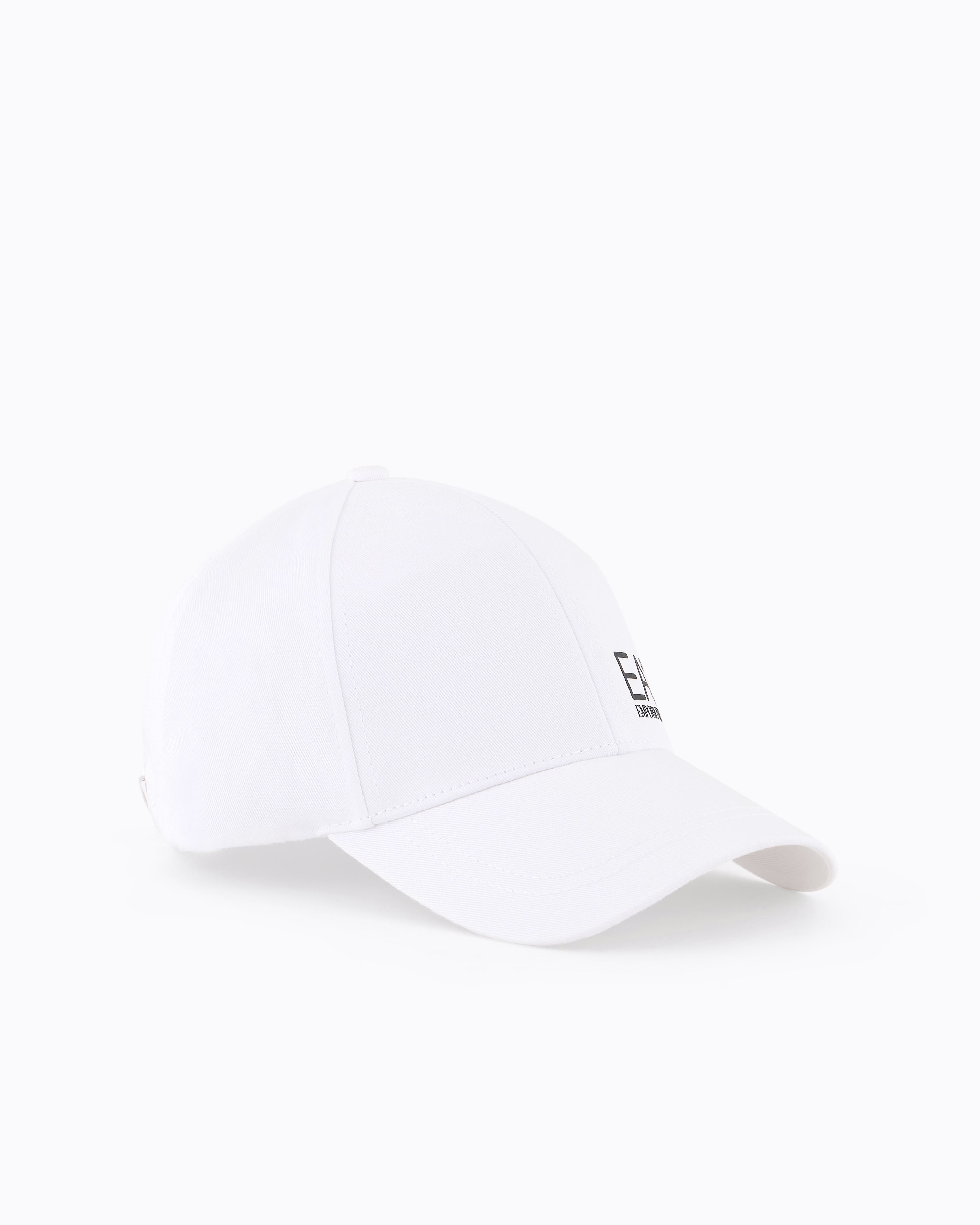 Berretto bianco in cotone con frontino e logo monogramma