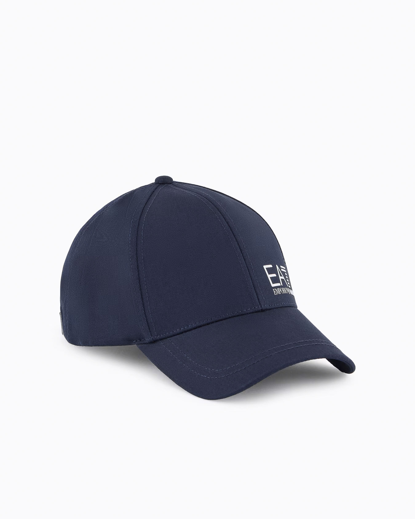 Berretto blu in cotone con frontino e logo monogramma