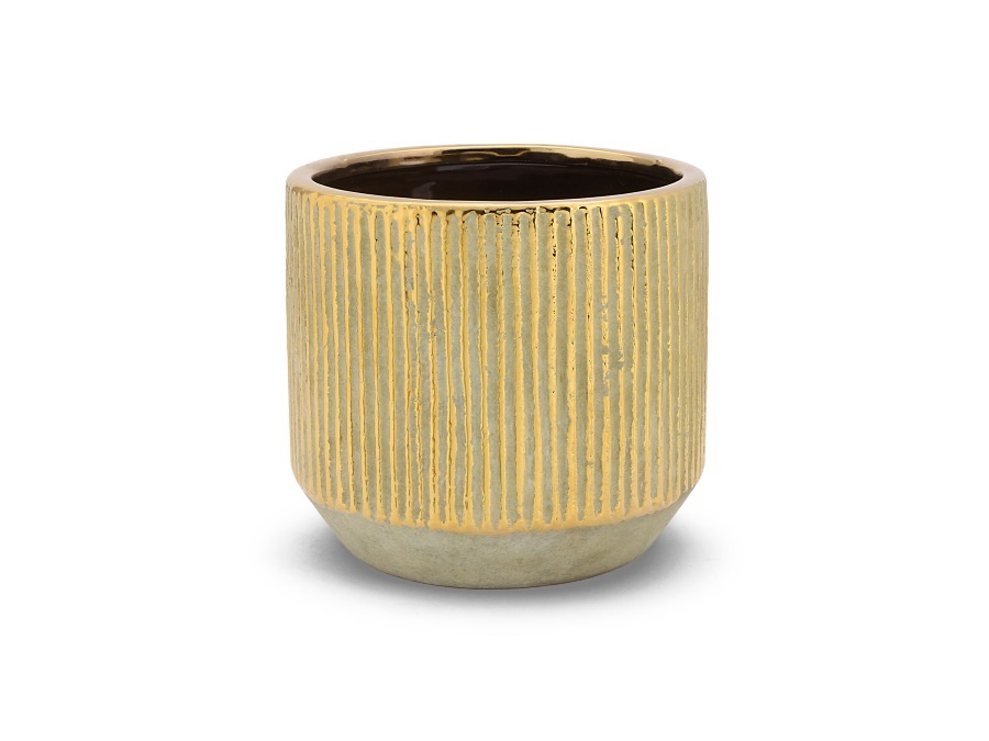 Vaso in Ceramica Cachepot Mida S Oro d.14 h.13