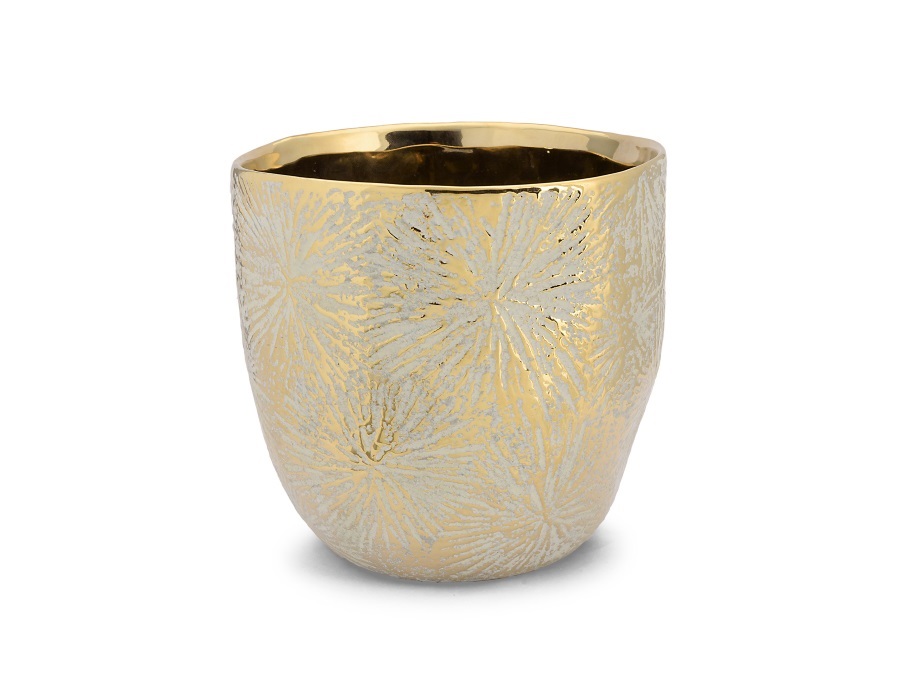 Vaso in Ceramica Cachepot Soffio M Oro d.18,5 h.18
