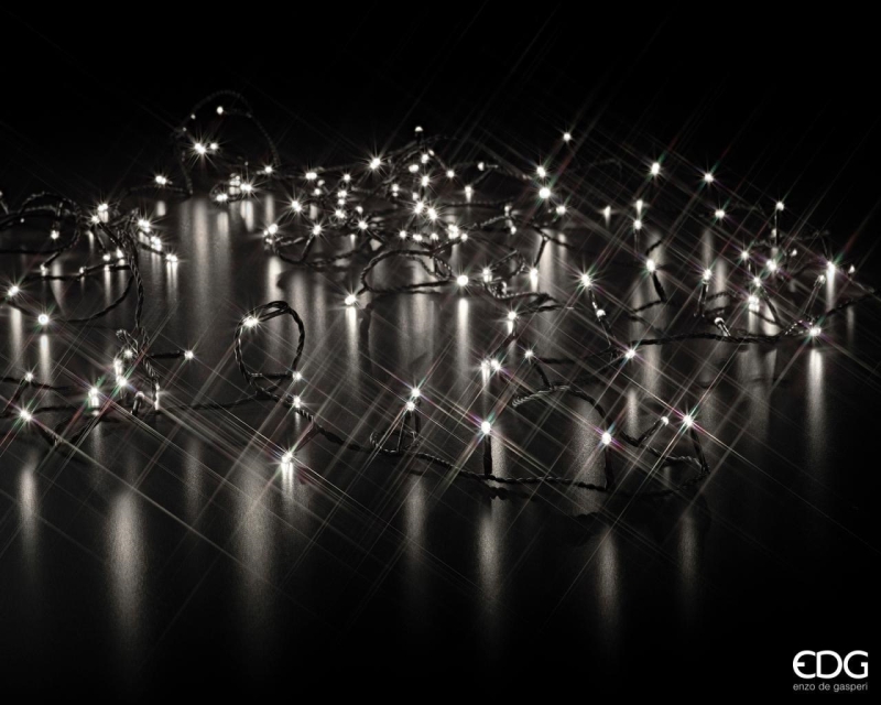 Luci Filo Miniled per Esterno 180 Miniled Cavo Verde Luce Calda IP44 13,5 mt.+ 2 mt. Edg