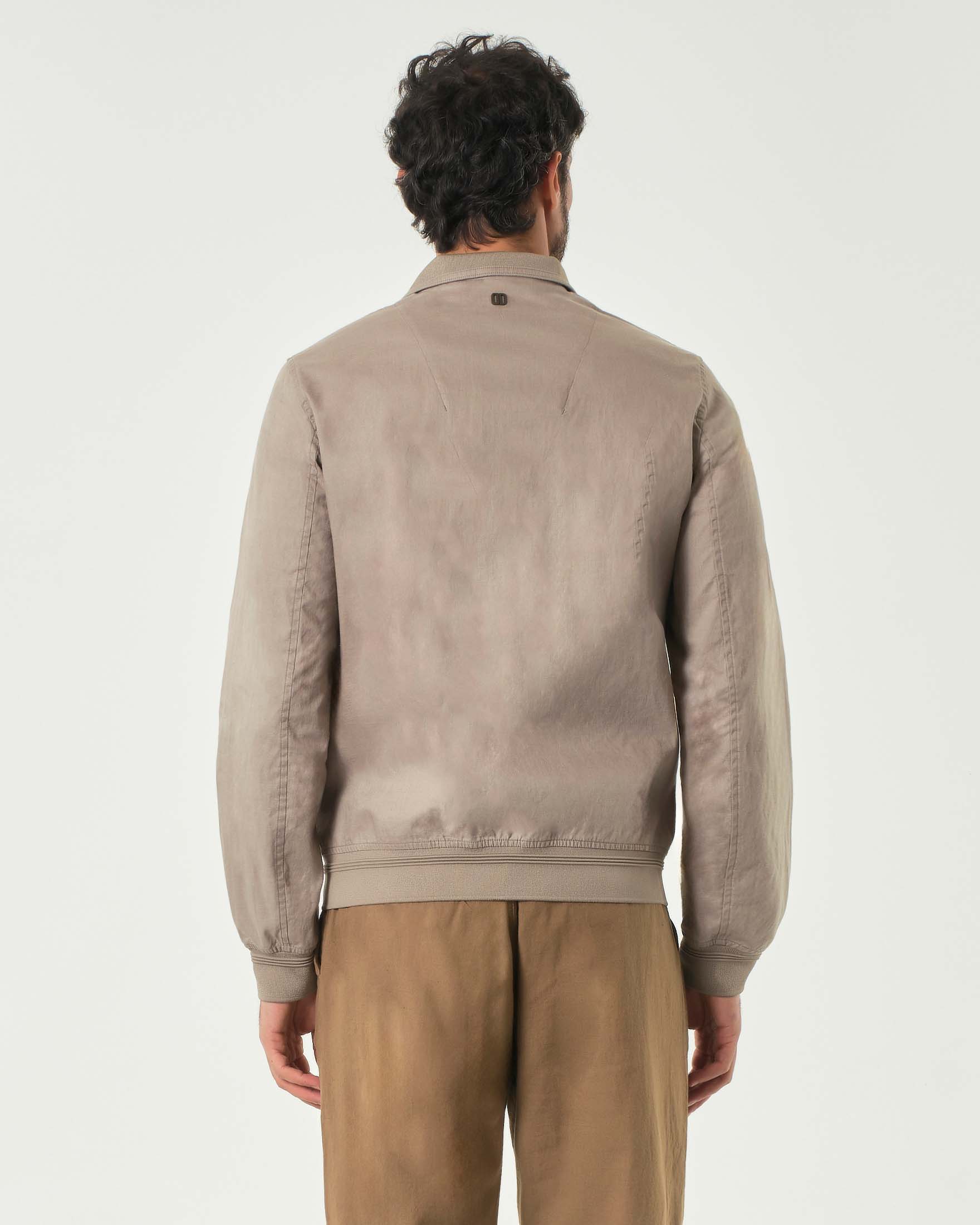 Bomber color sabbia in puro lino 3-layer