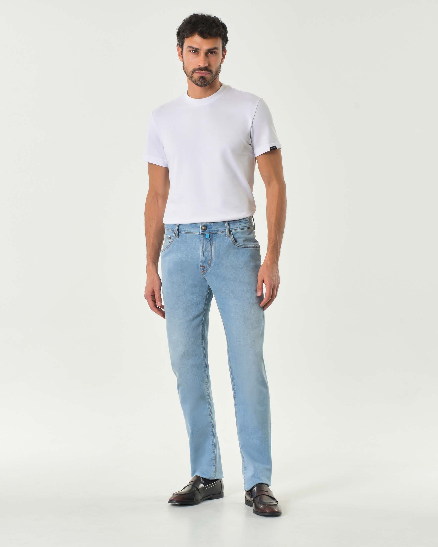 Jeans Nick lavaggio chiaro bleach washed in cotone elasticizzato
