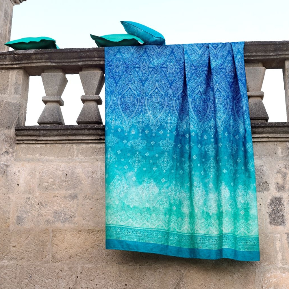 Foulard Decorativo Bassetti Gold 100% Cotone - 180x270 Cm, Colore Blu, Lavabile A 60°C