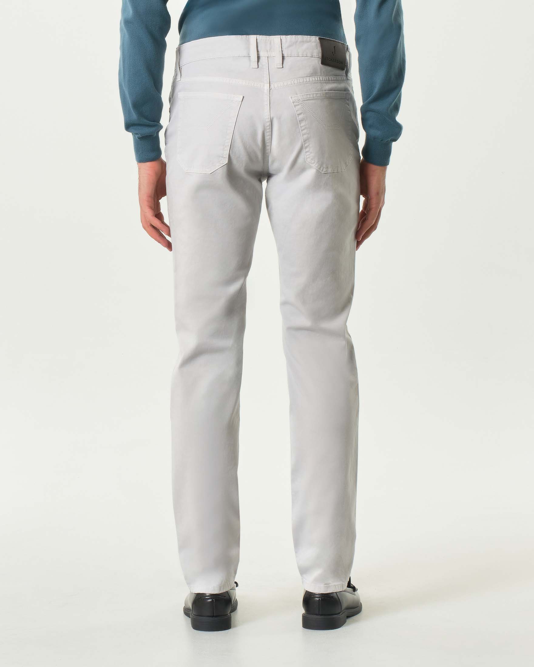 Pantalone ghiaccio cinque tasche modello PA077 in gabardina di cotone stretch con toppa