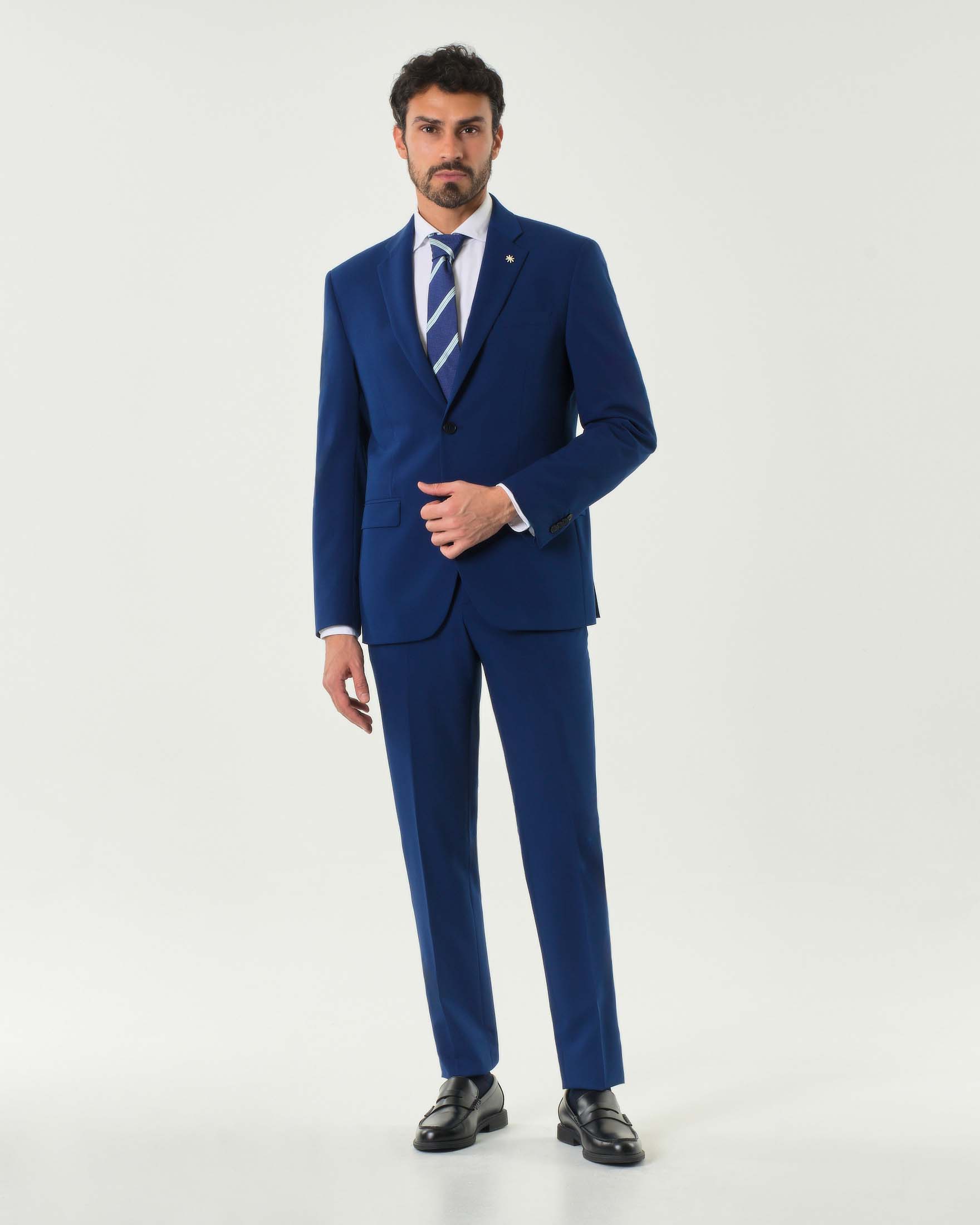 Abito blu royal in tela di viscosa stretch
