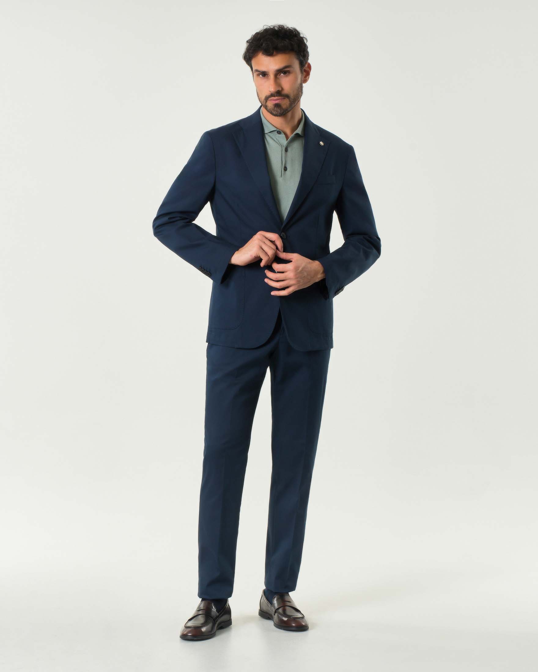 Abito blu in twill tecnico di cotone