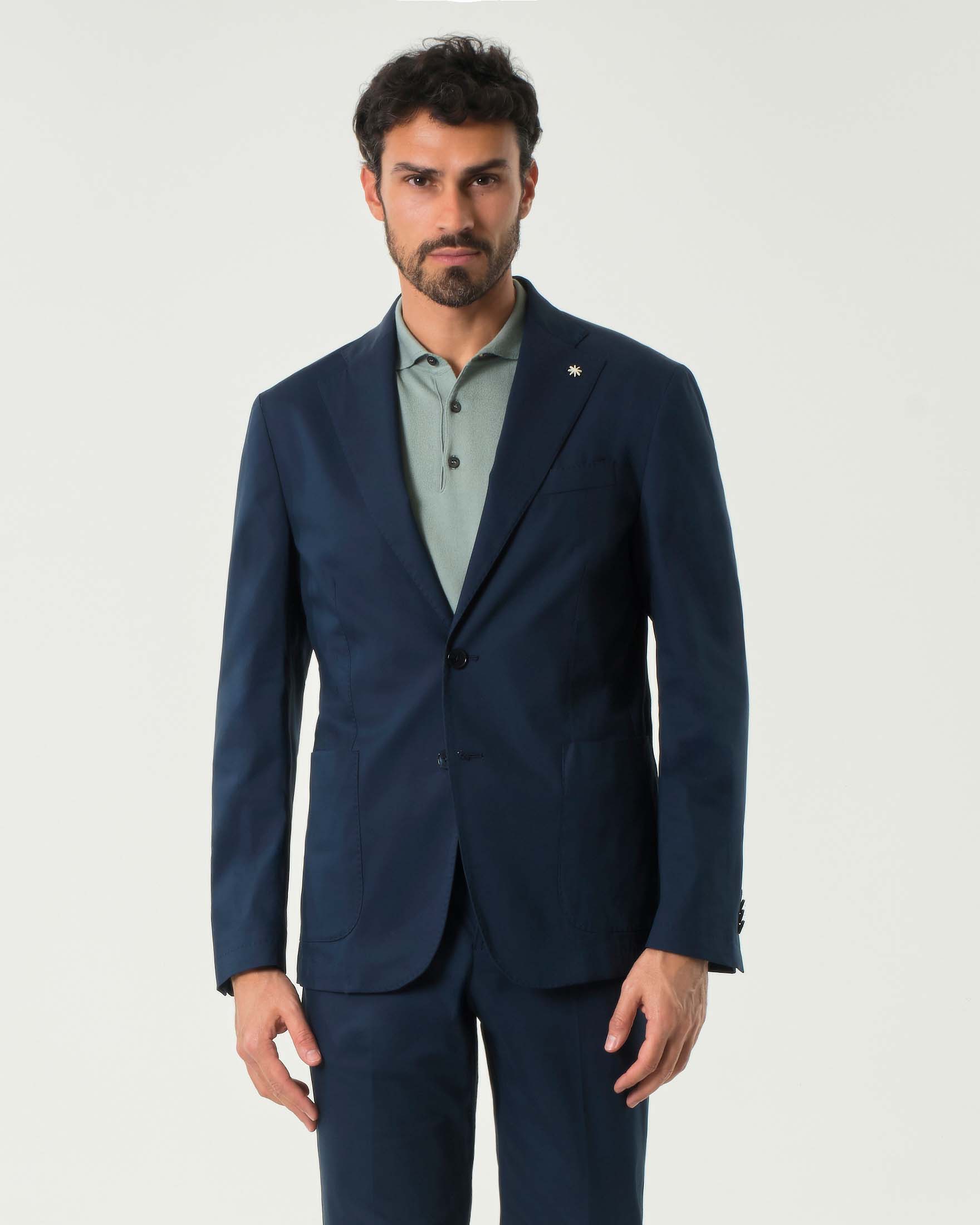 Abito blu in twill tecnico di cotone image