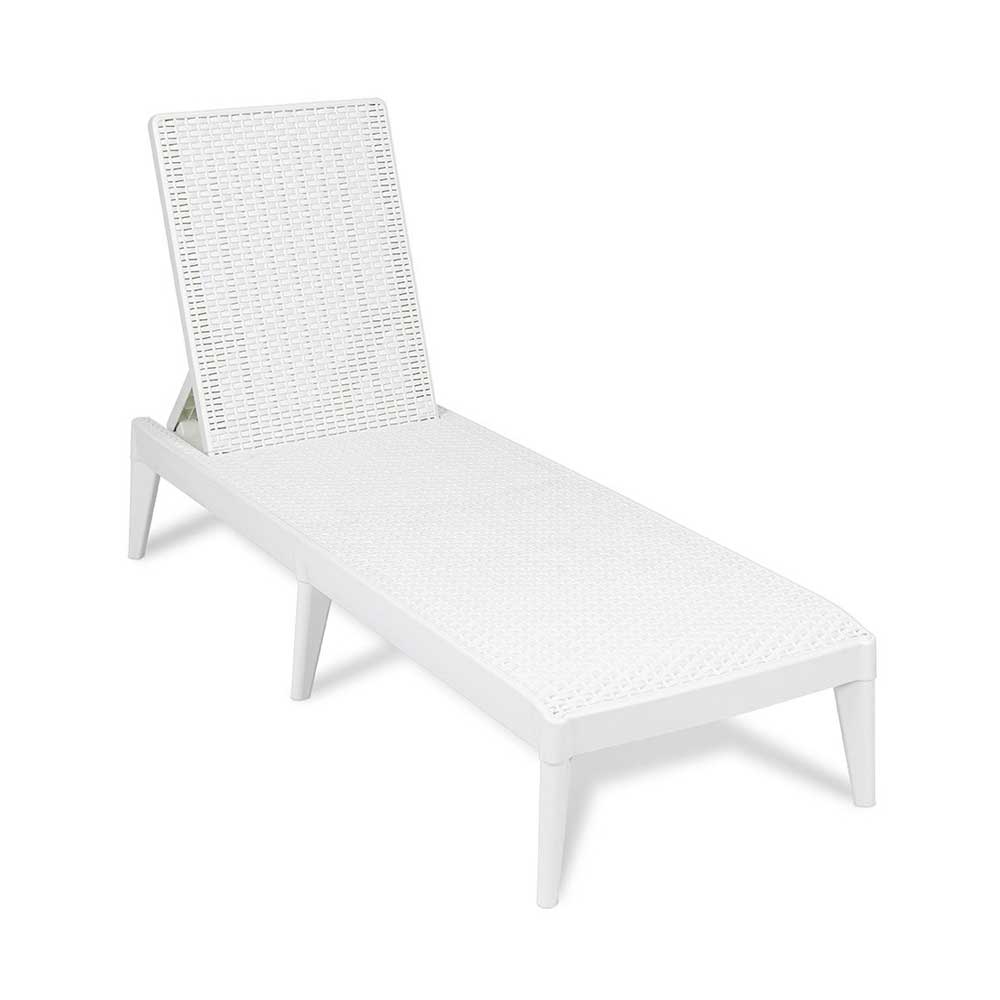 TooMax Lettino Numana In Plastica Effetto Rattan Colore Bianco 60X186X29H Cm