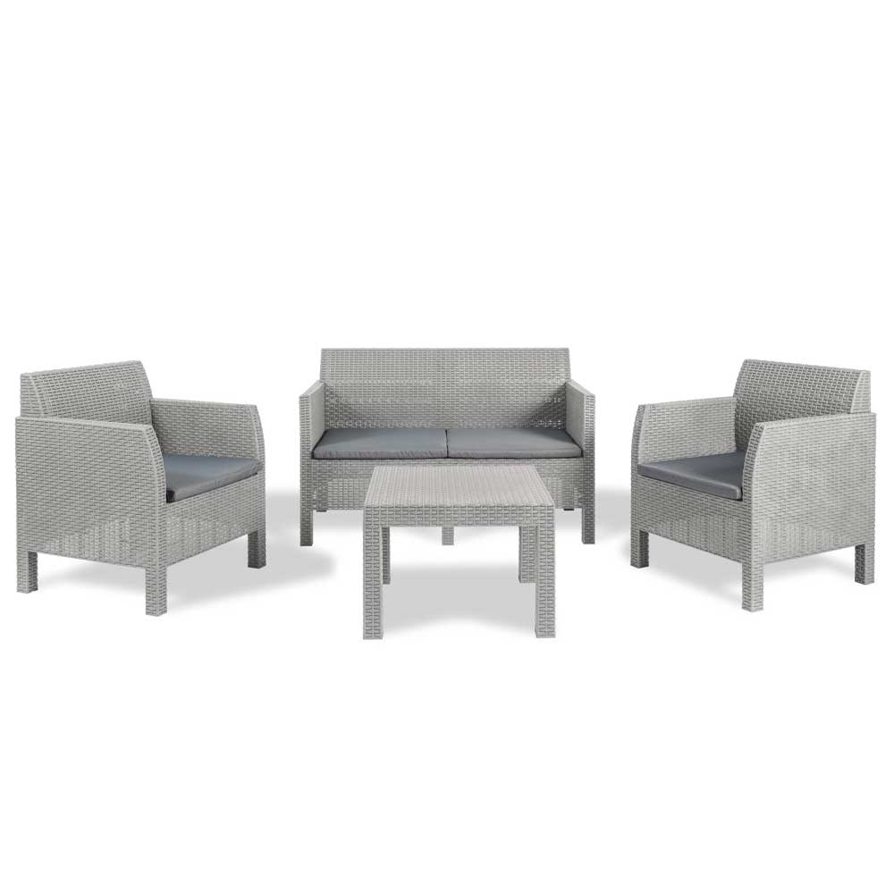 TooMax Set Divanetti Matilde 4 Posti In Plastica Effetto Rattan Colore Grigio