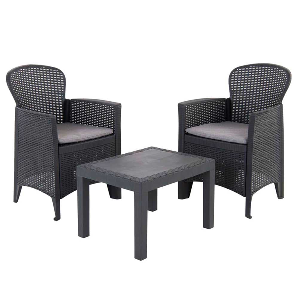 Progarden Set Poltrone Akita 2 Posti In Plastica Effetto Rattan Colore Antracite