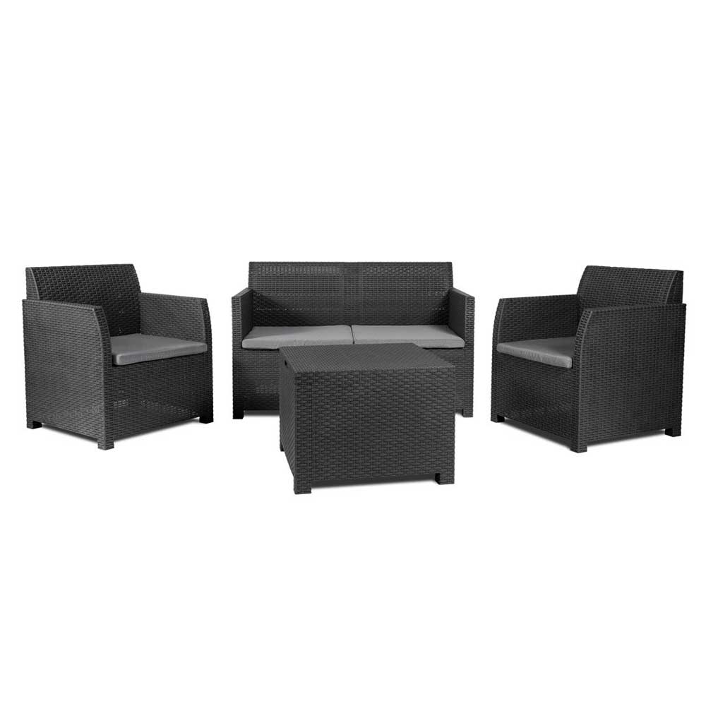 TooMax Set Divanetti Artemide 4 Posti In Plastica Effetto Rattan Colore Antracite