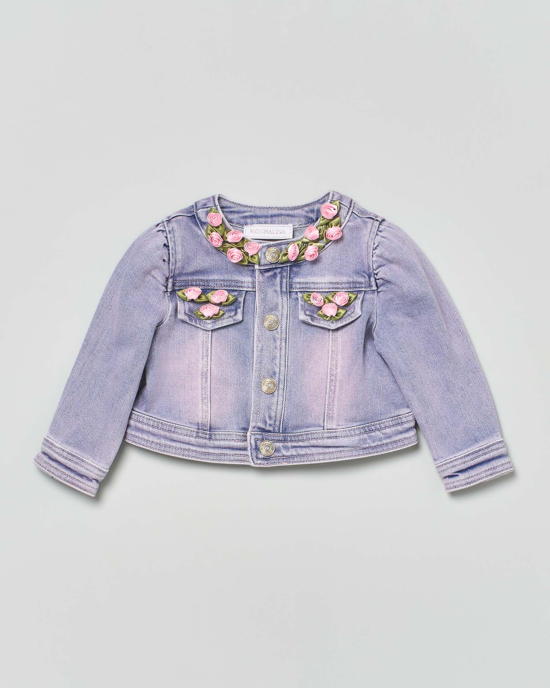 Giacca in denim Monnalisa con mini roselline