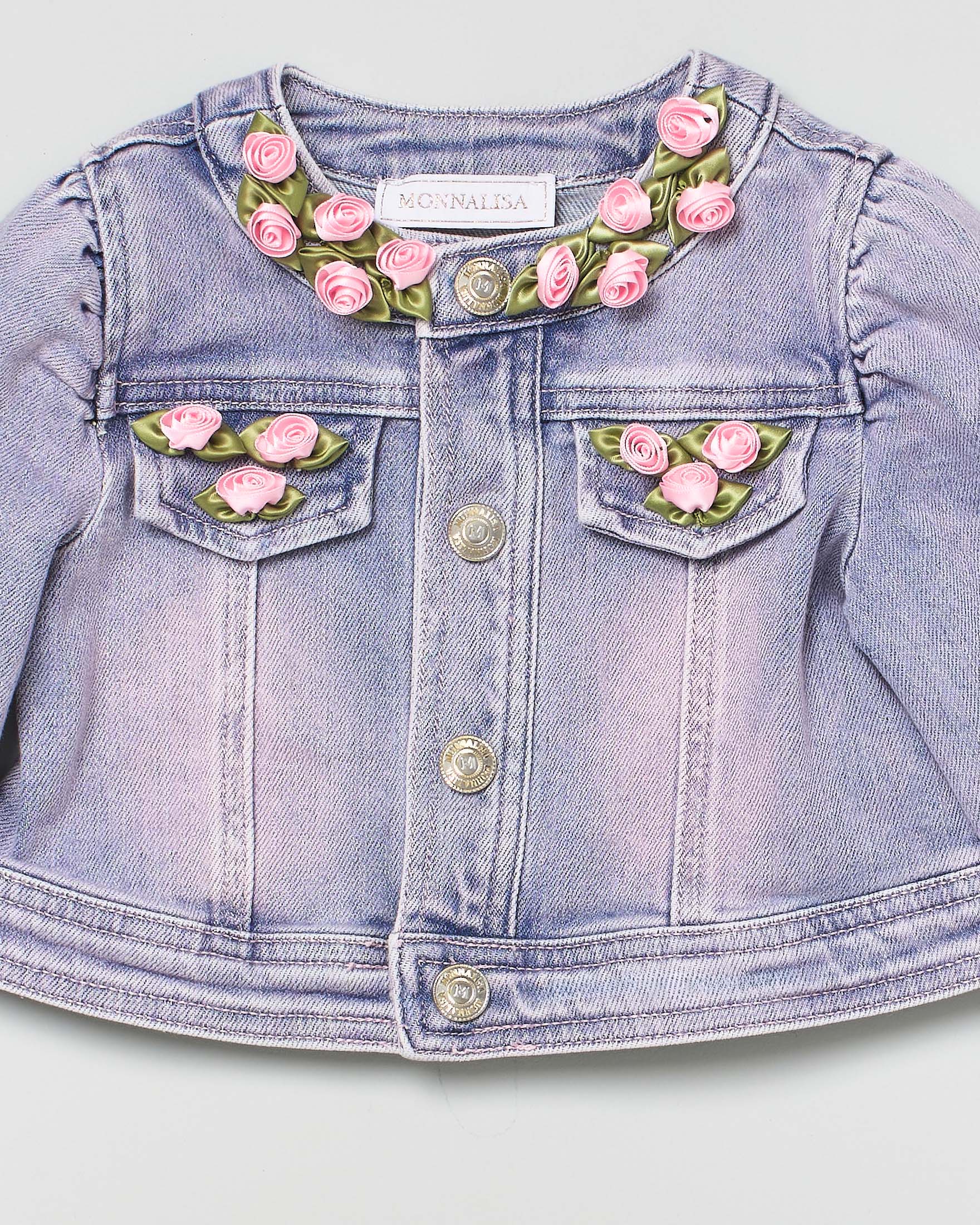 Giacca in denim Monnalisa con mini roselline image