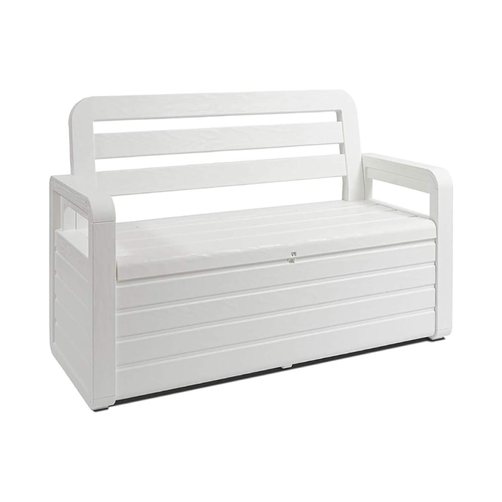 TooMax Panchina Contenitore Forever Spring In Plastica Colore Bianco 132,5X58X39H Cm
