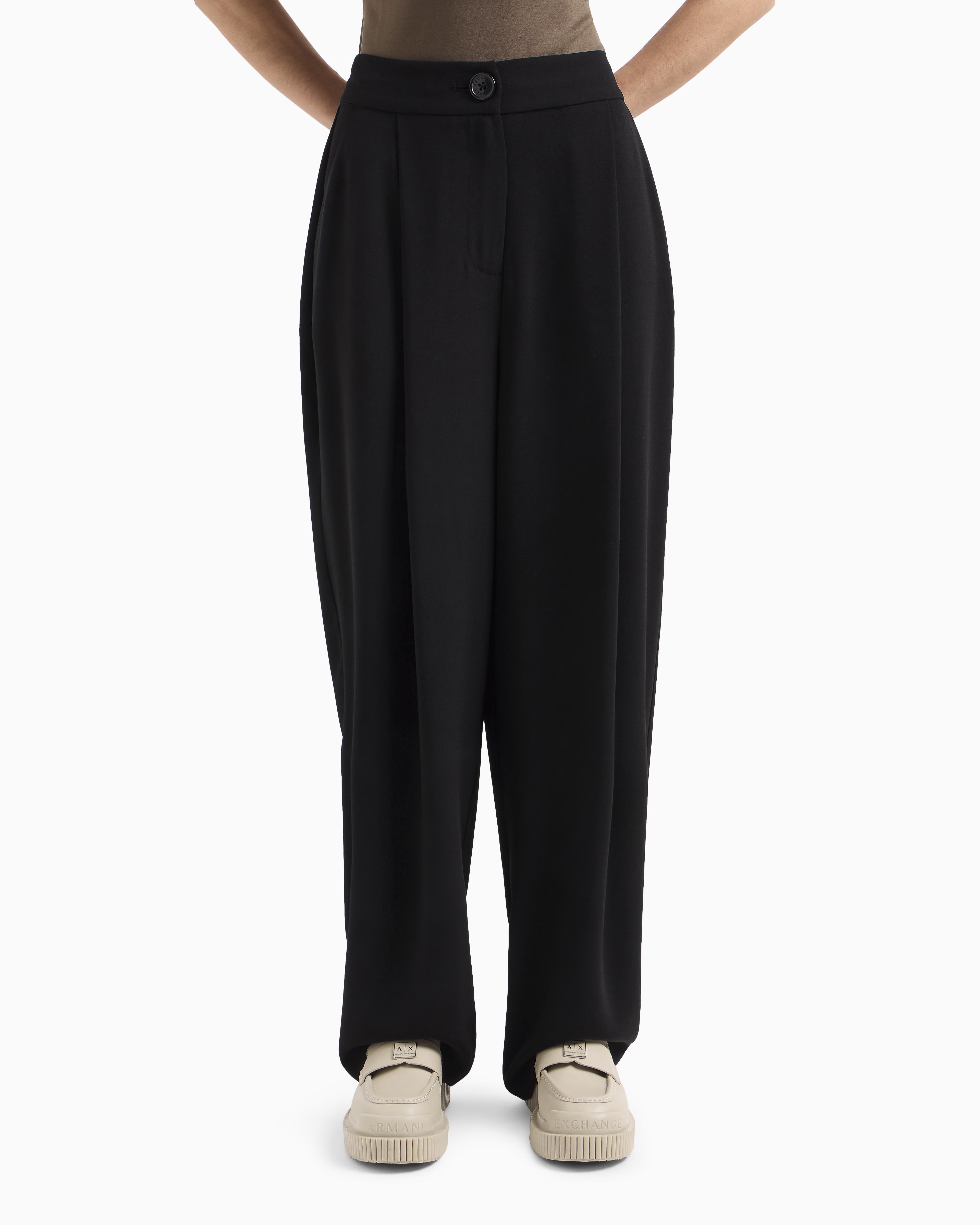 Pantaloni balloon neri ampi Armani Exchange in tela con pinces frontali