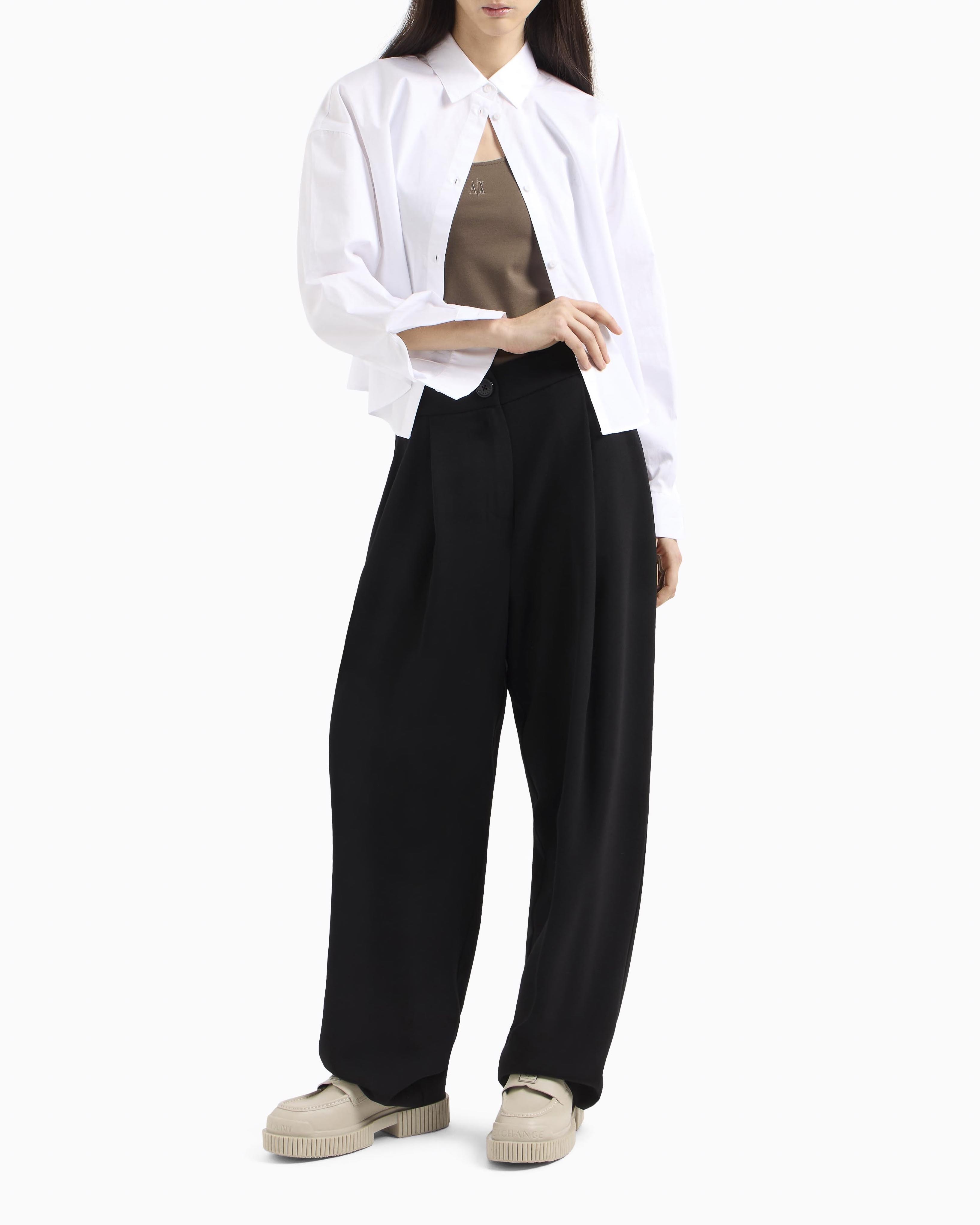 Pantaloni balloon neri ampi Armani Exchange in tela con pinces frontali image