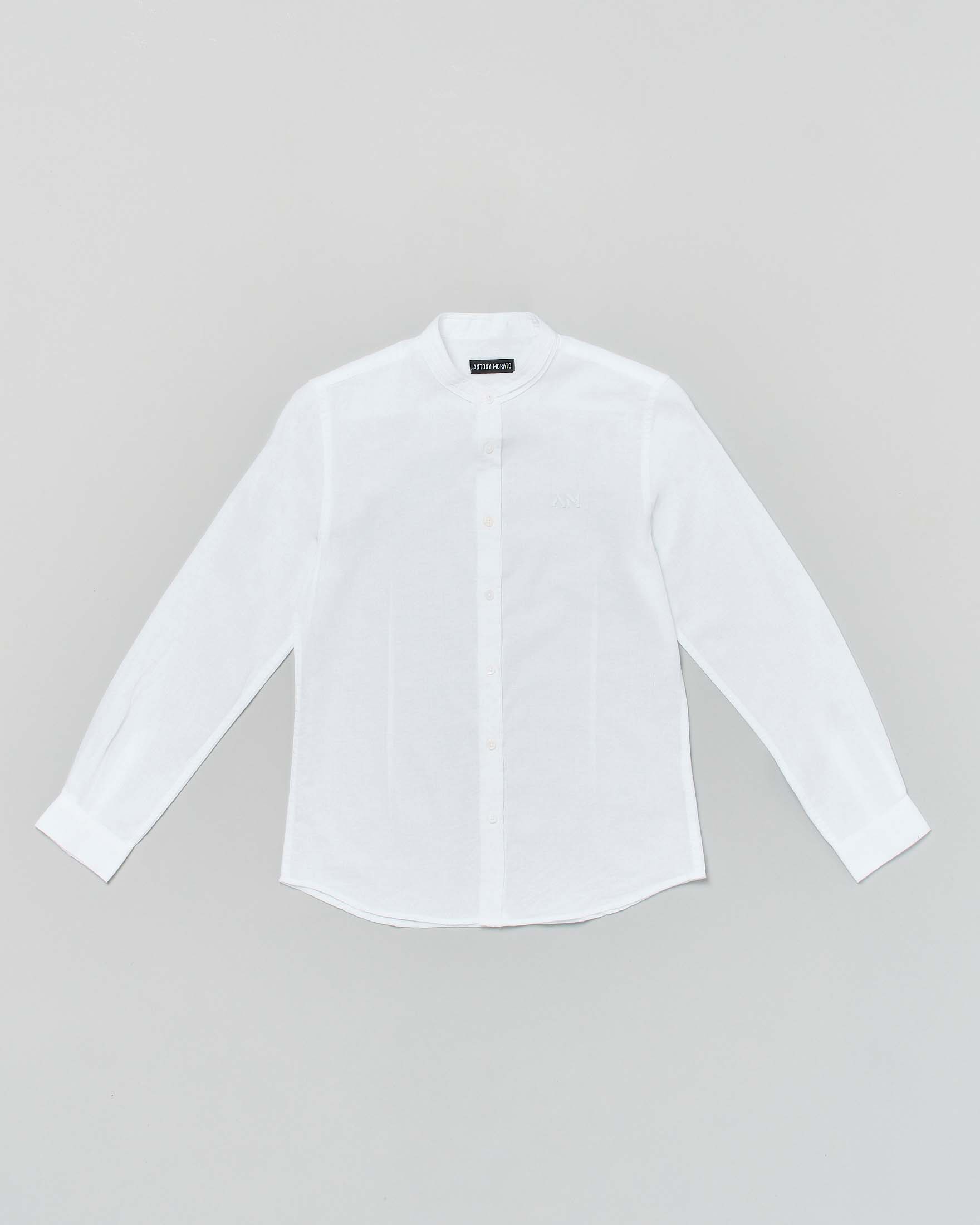 Camicia bianca coreana in misto cotone e lino Antony Morato Kids