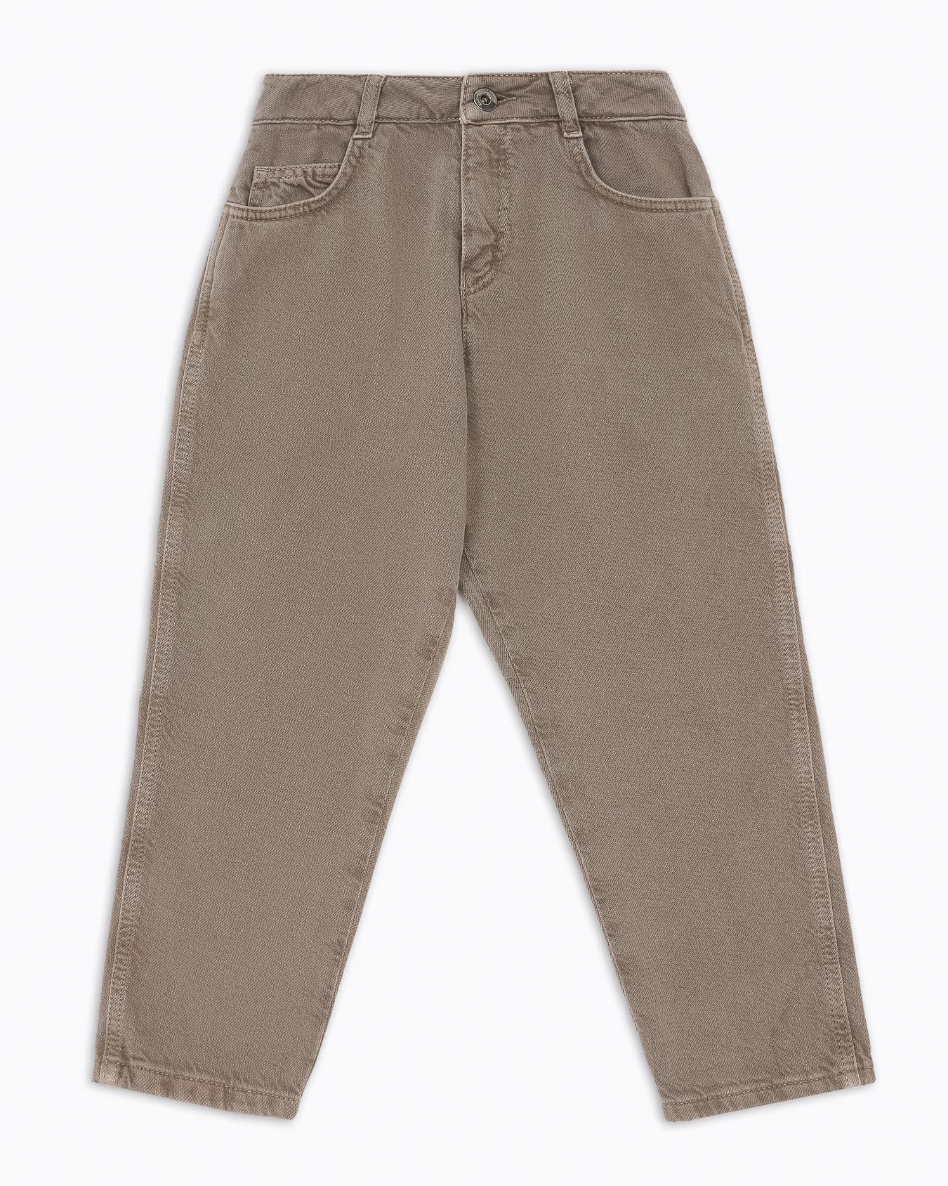 Jeans carrot fit color noce in bull di cotone