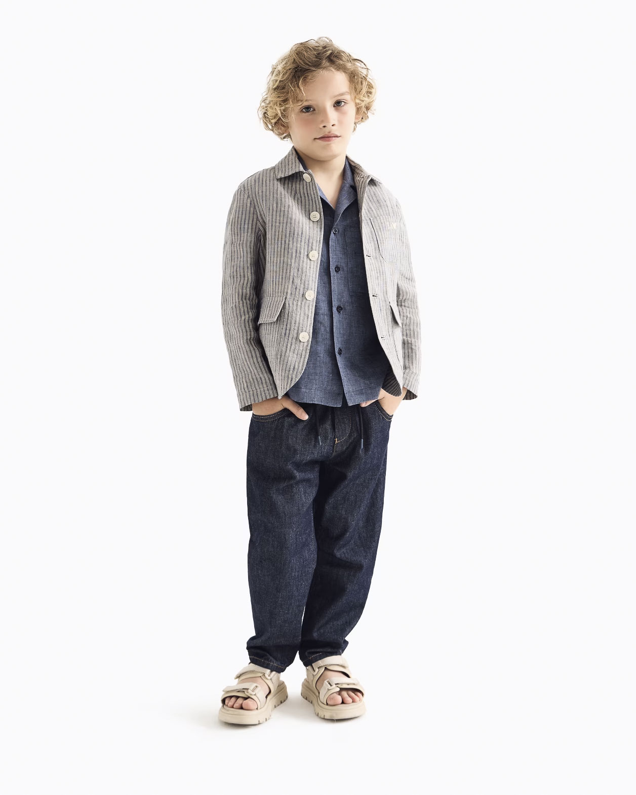 Pantalone chino jogger Emporio Armani Junior in denim blu scuro image