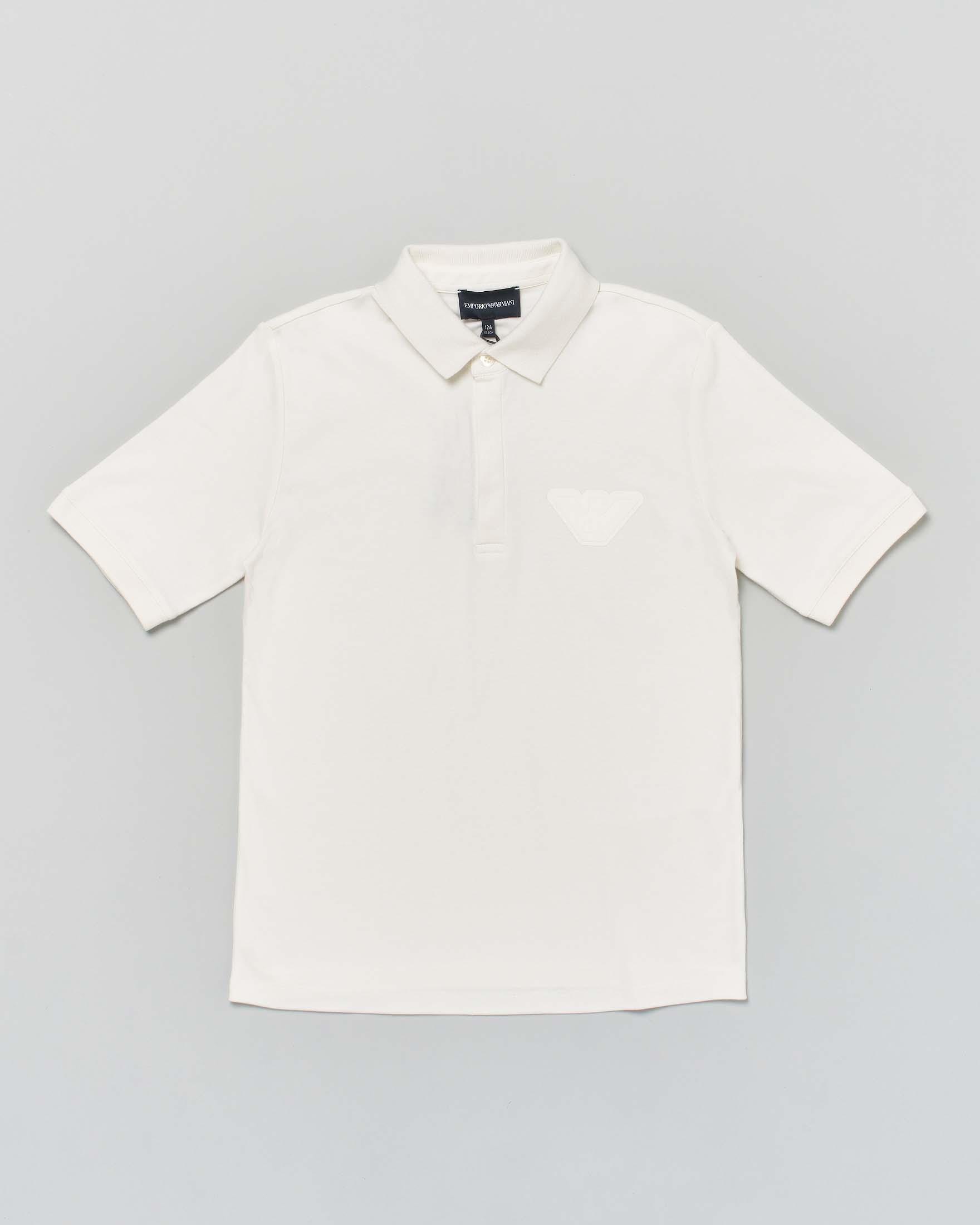 Polo mezza manica Junior in cotone stretch color panna con abbotonatura nascosta
