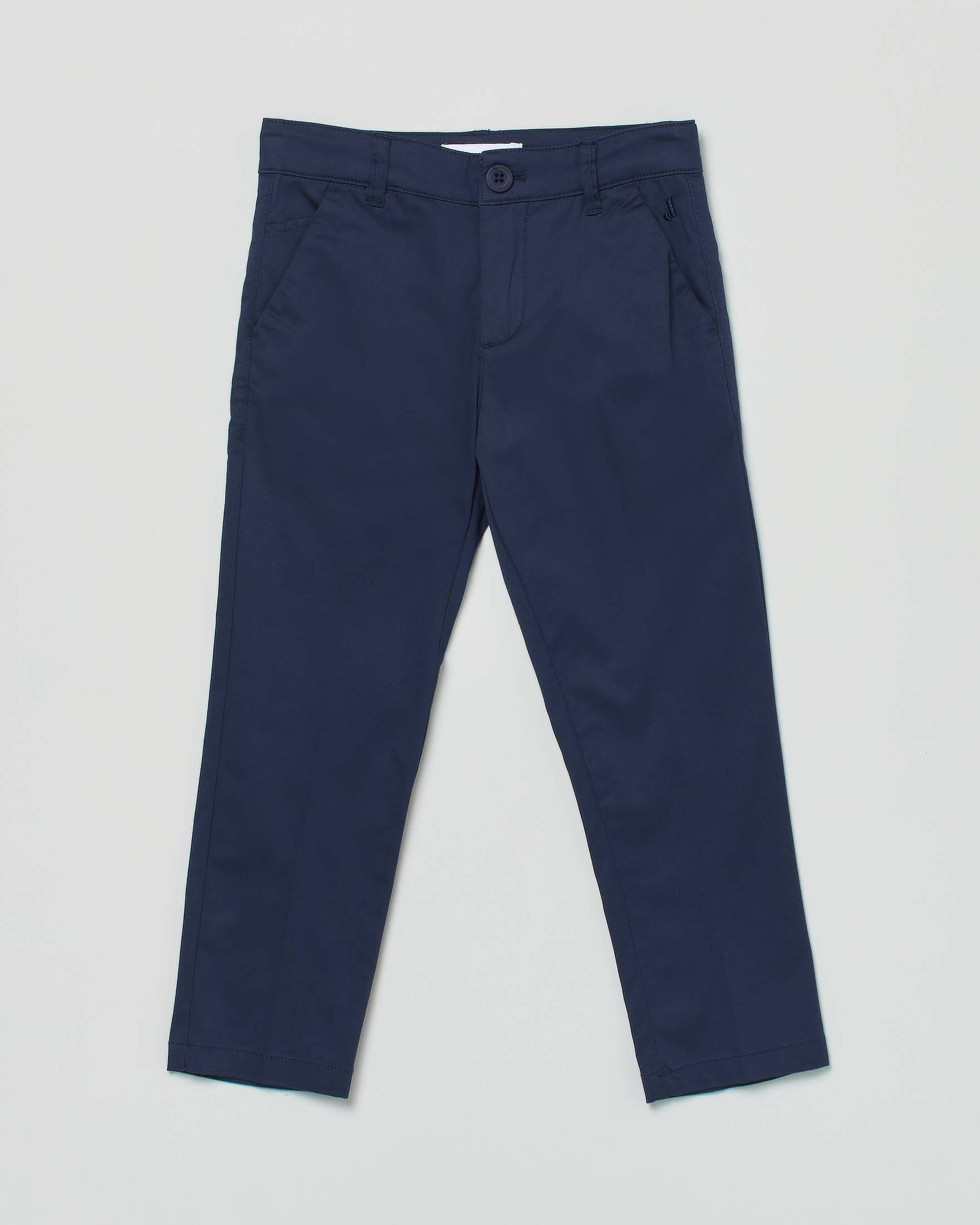 Pantalone chino blu in gabardina di cotone stretch