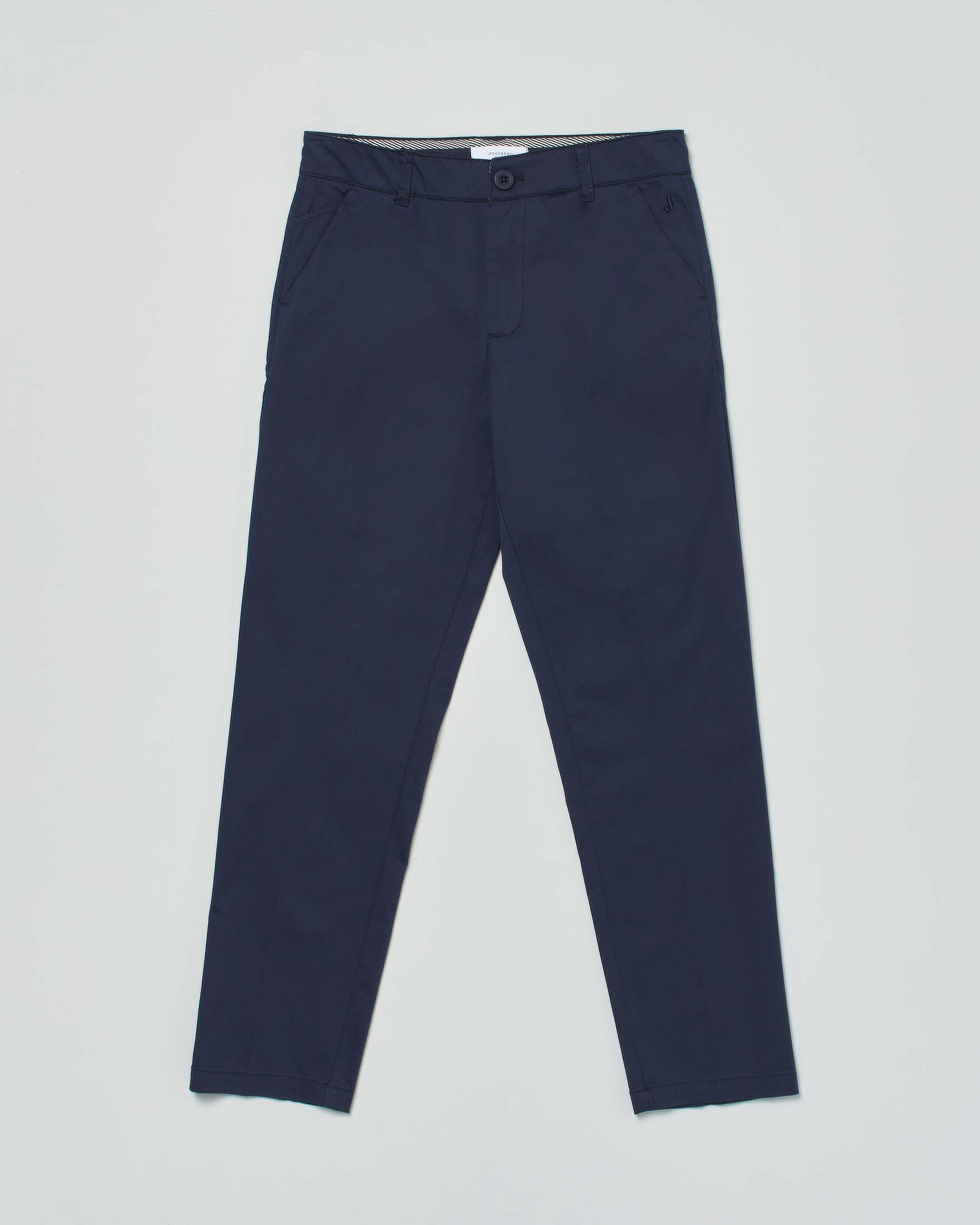 Pantalone chino Jeckerson Kids blu in gabardina di cotone stretch