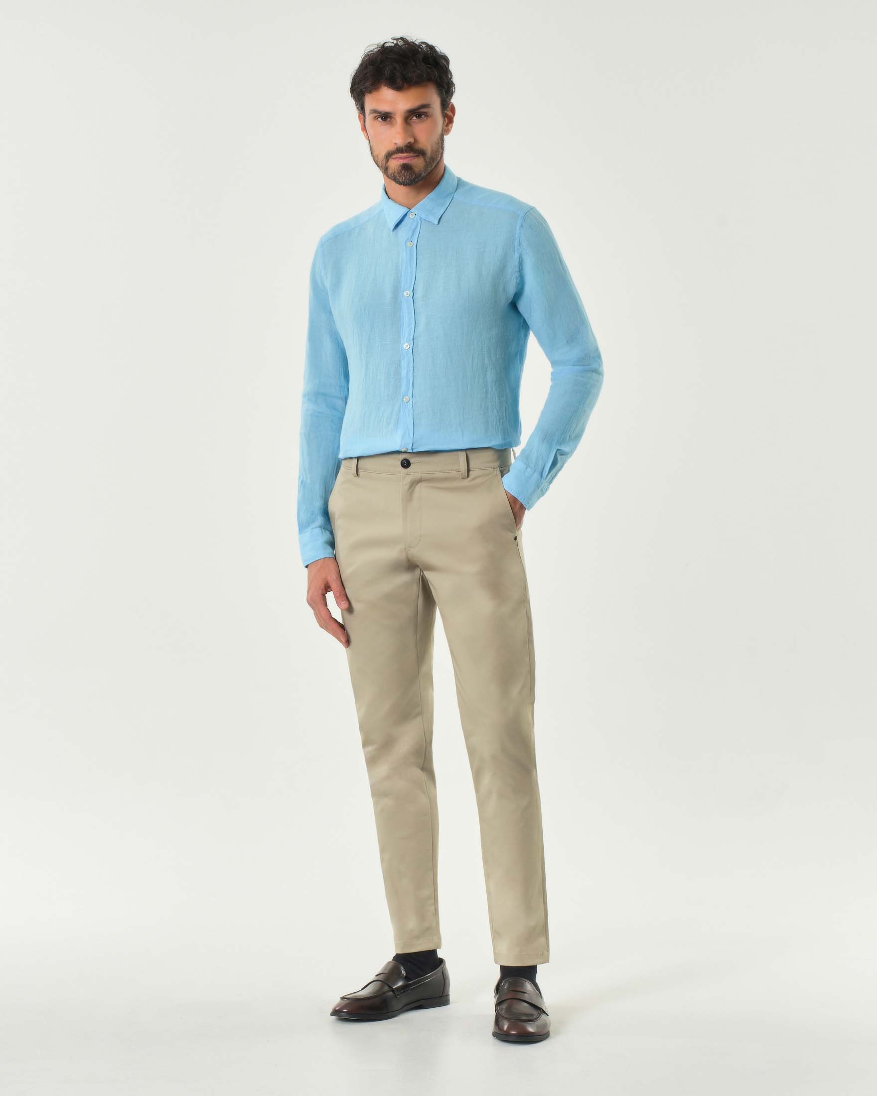 Pantalone chino beige in cotone stretch