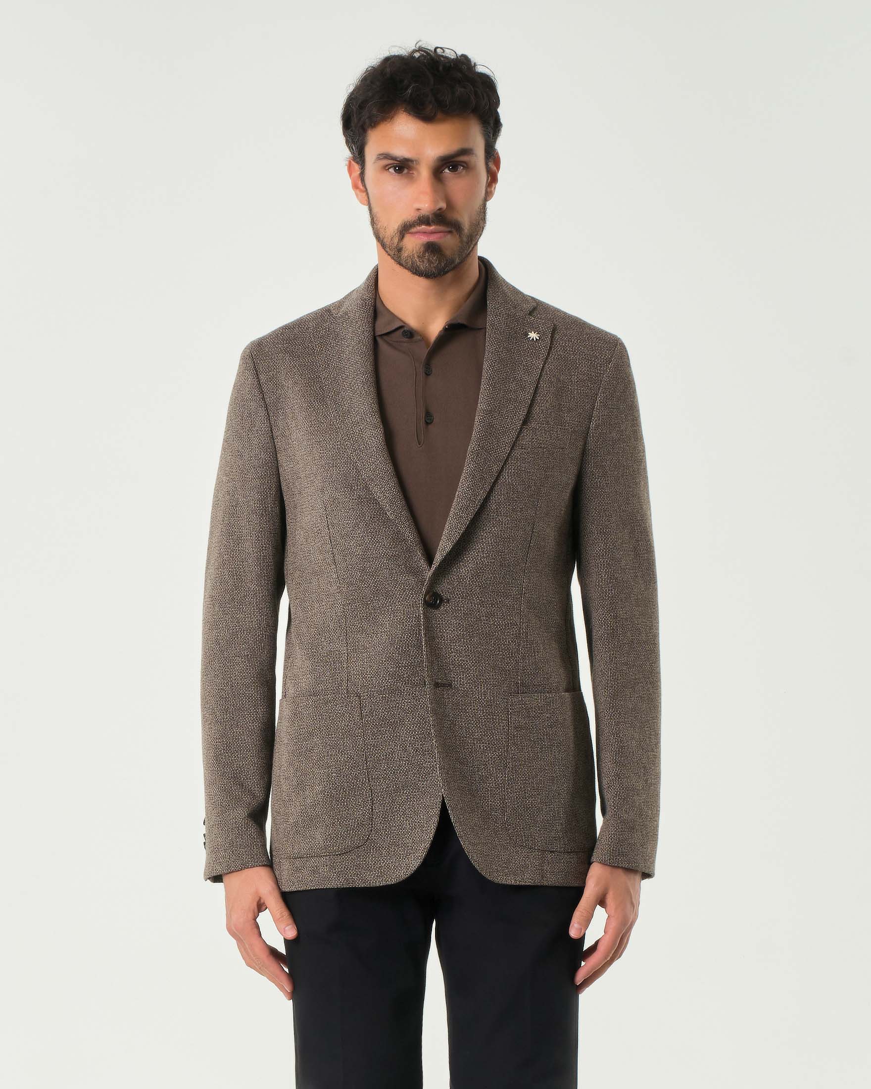 Blazer color fango in jersey di cotone image