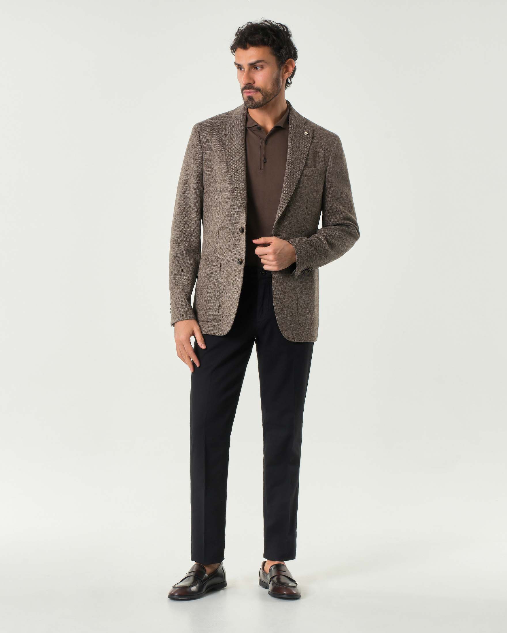 Blazer color fango in jersey di cotone