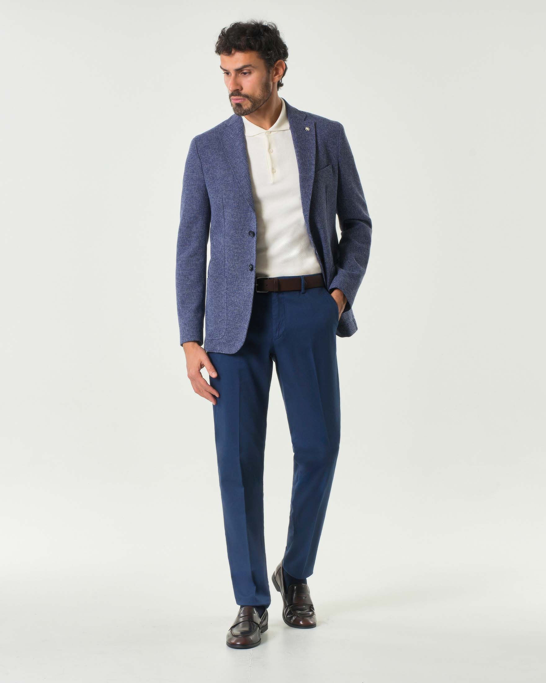 Blazer blu indaco in jersey di cotone image