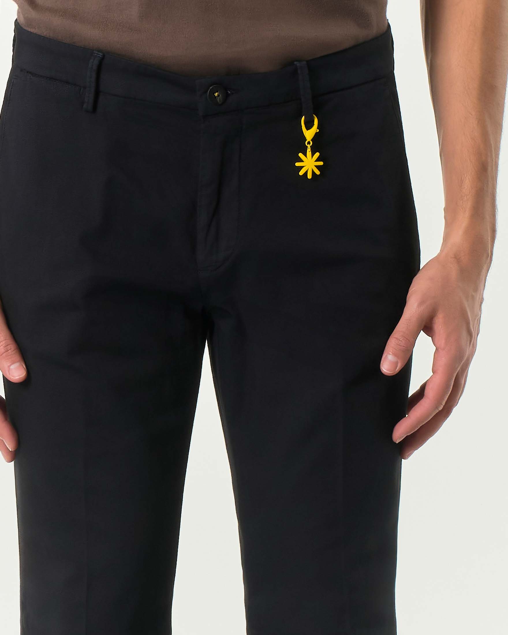 Pantalone chino blu notte in cotone stretch micro armatura image