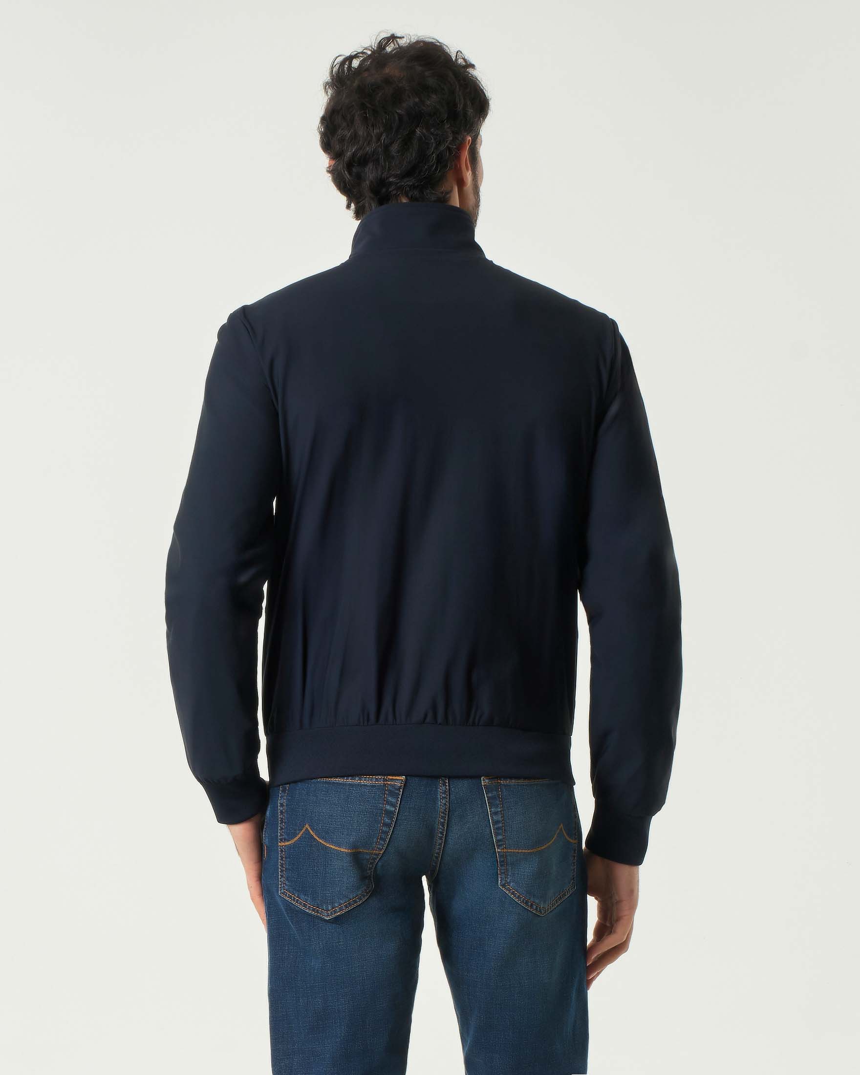 Bomber blu in tessuto tecnico stretch