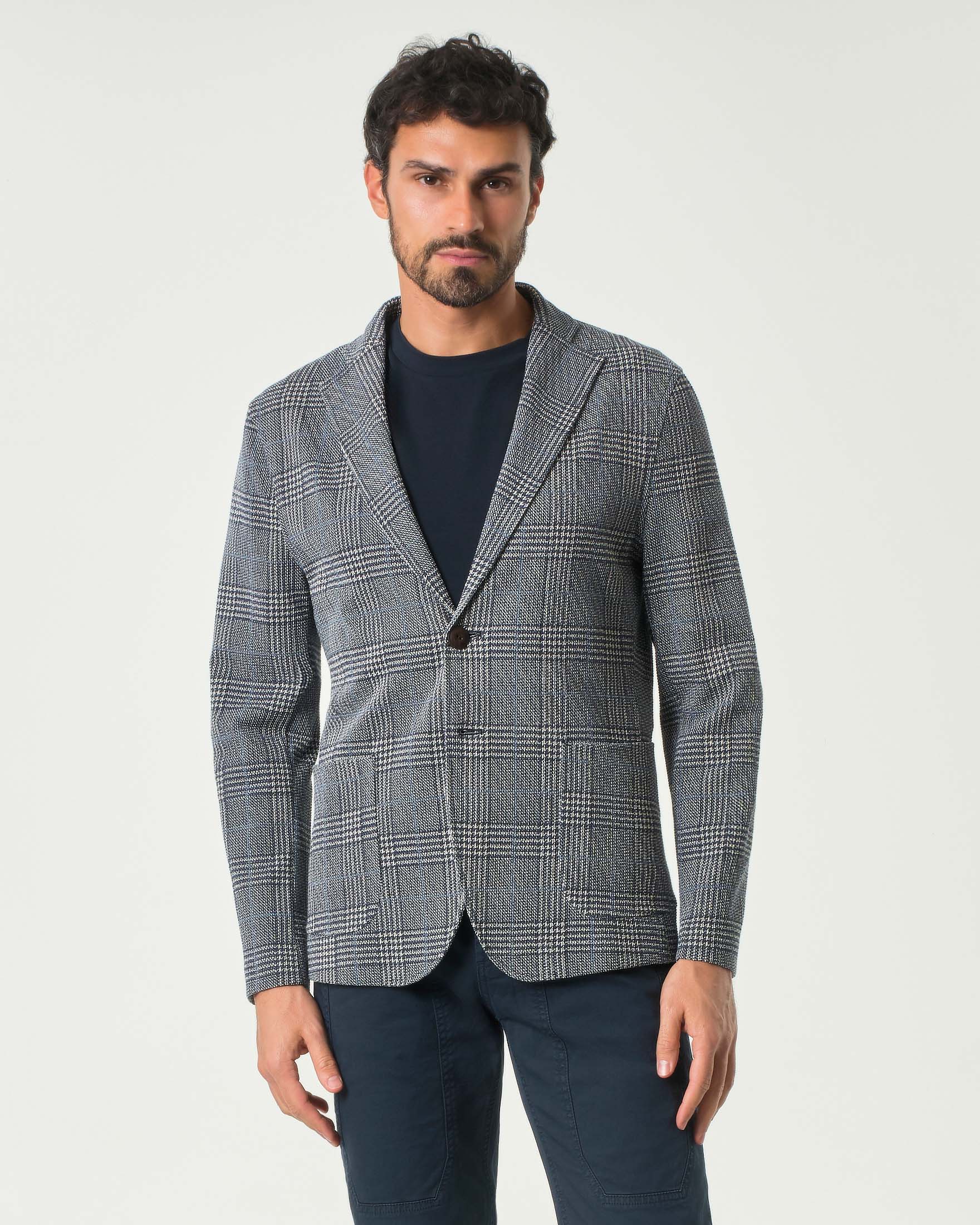 Giacca maglia Principe di Galles blu e bianca image