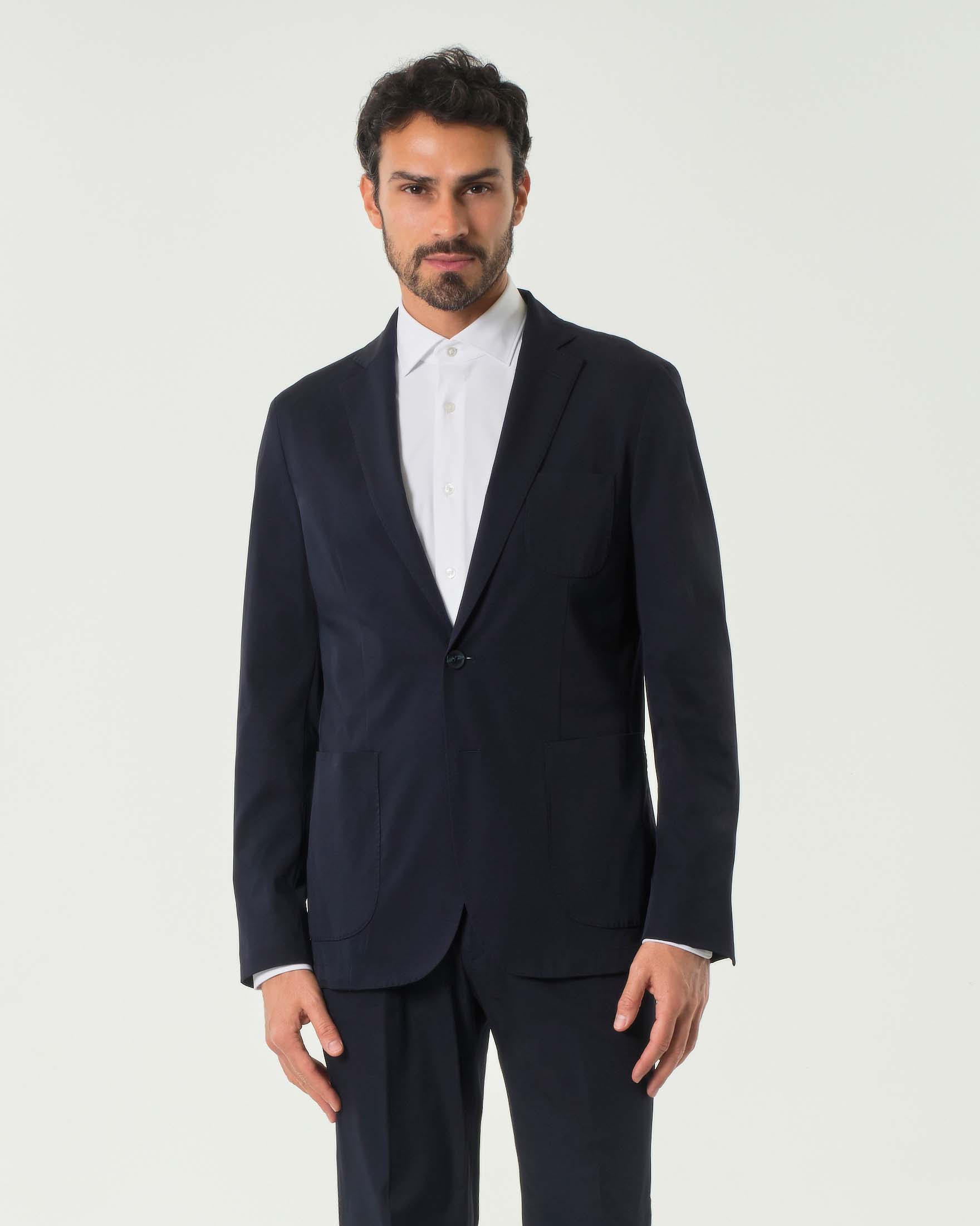 Blazer blu in tessuto tecnico stretch