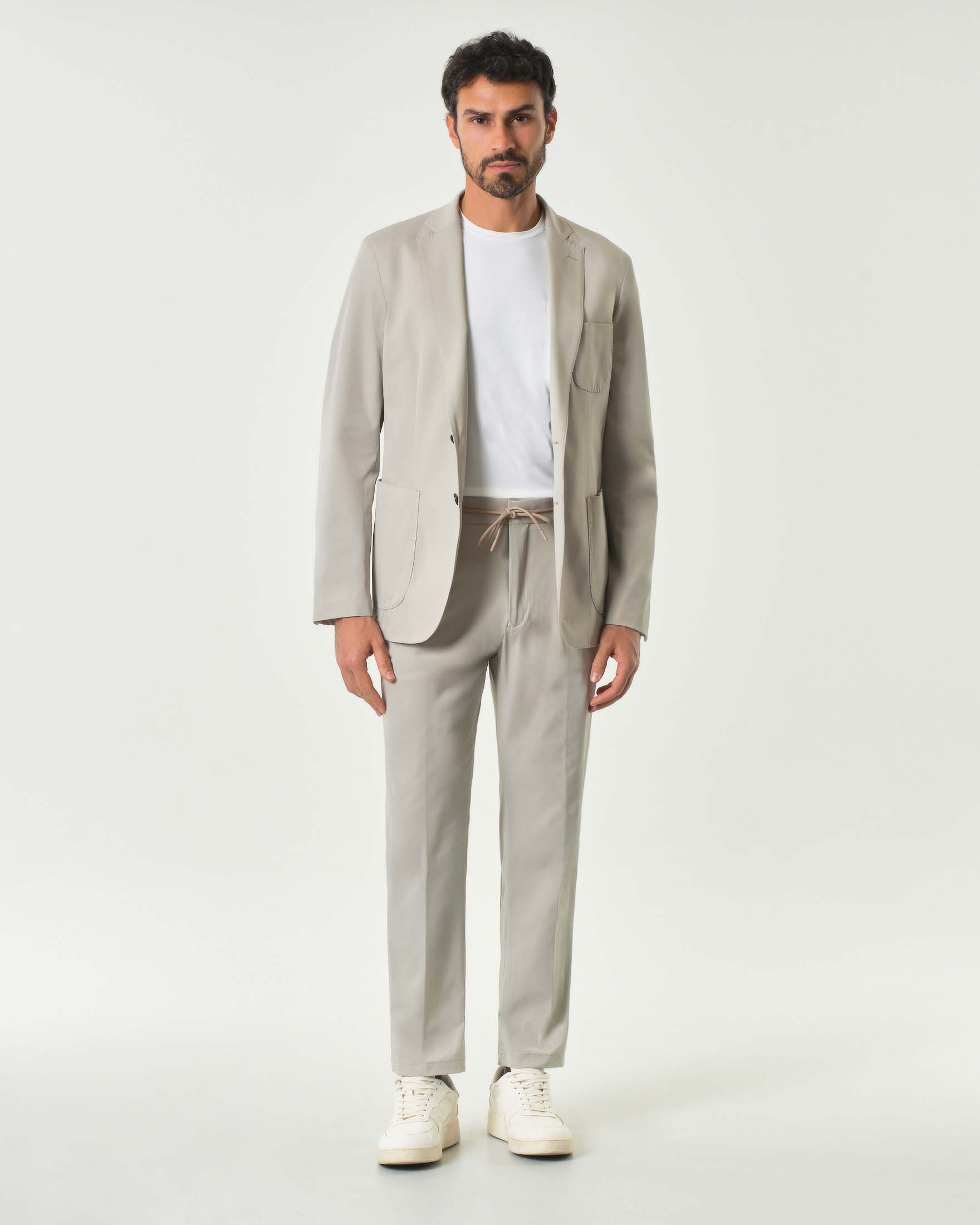 Pantalaccio beige in tessuto tecnico stretch