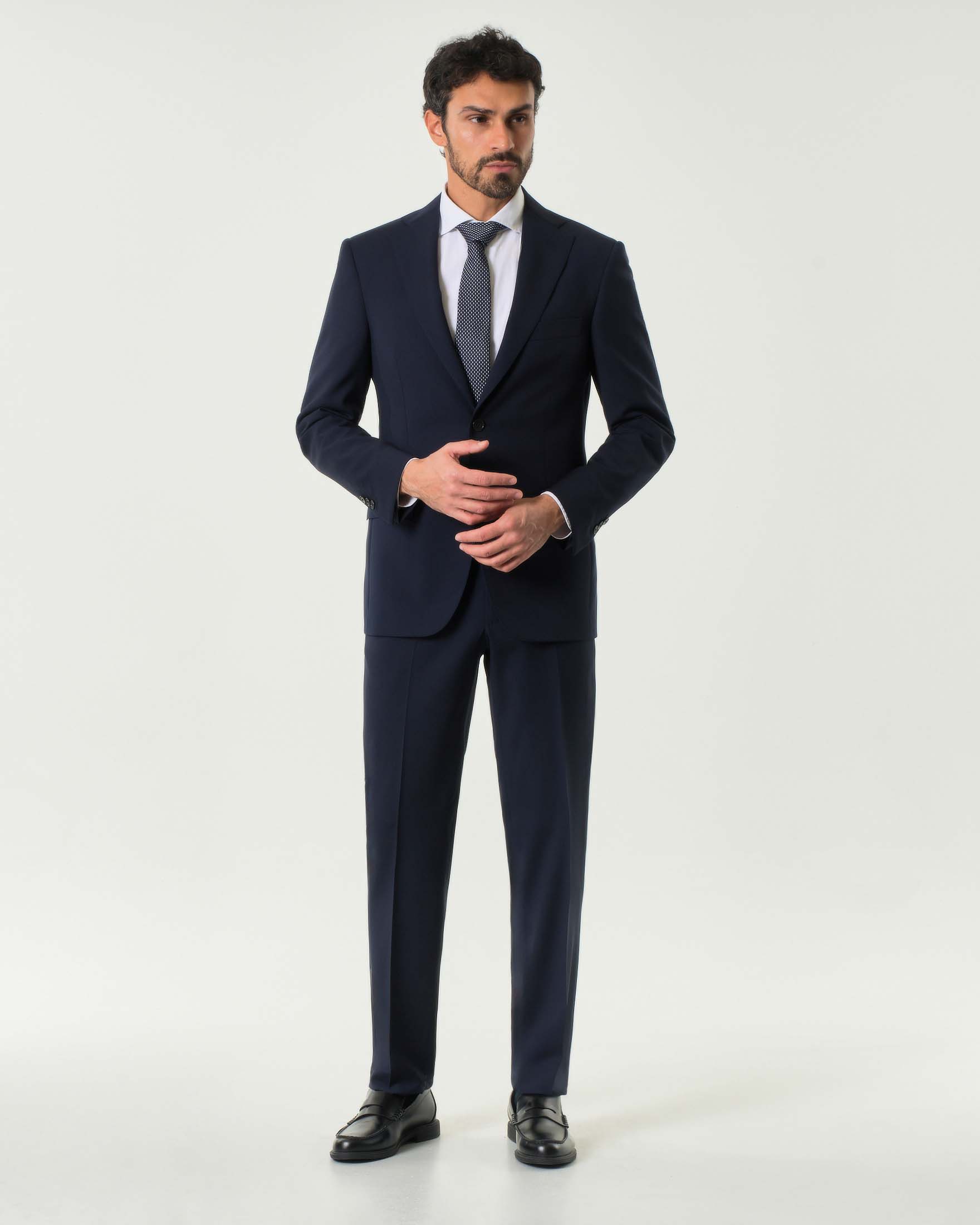 Abito Pellizzari drop6 blu notte in tela di pura lana