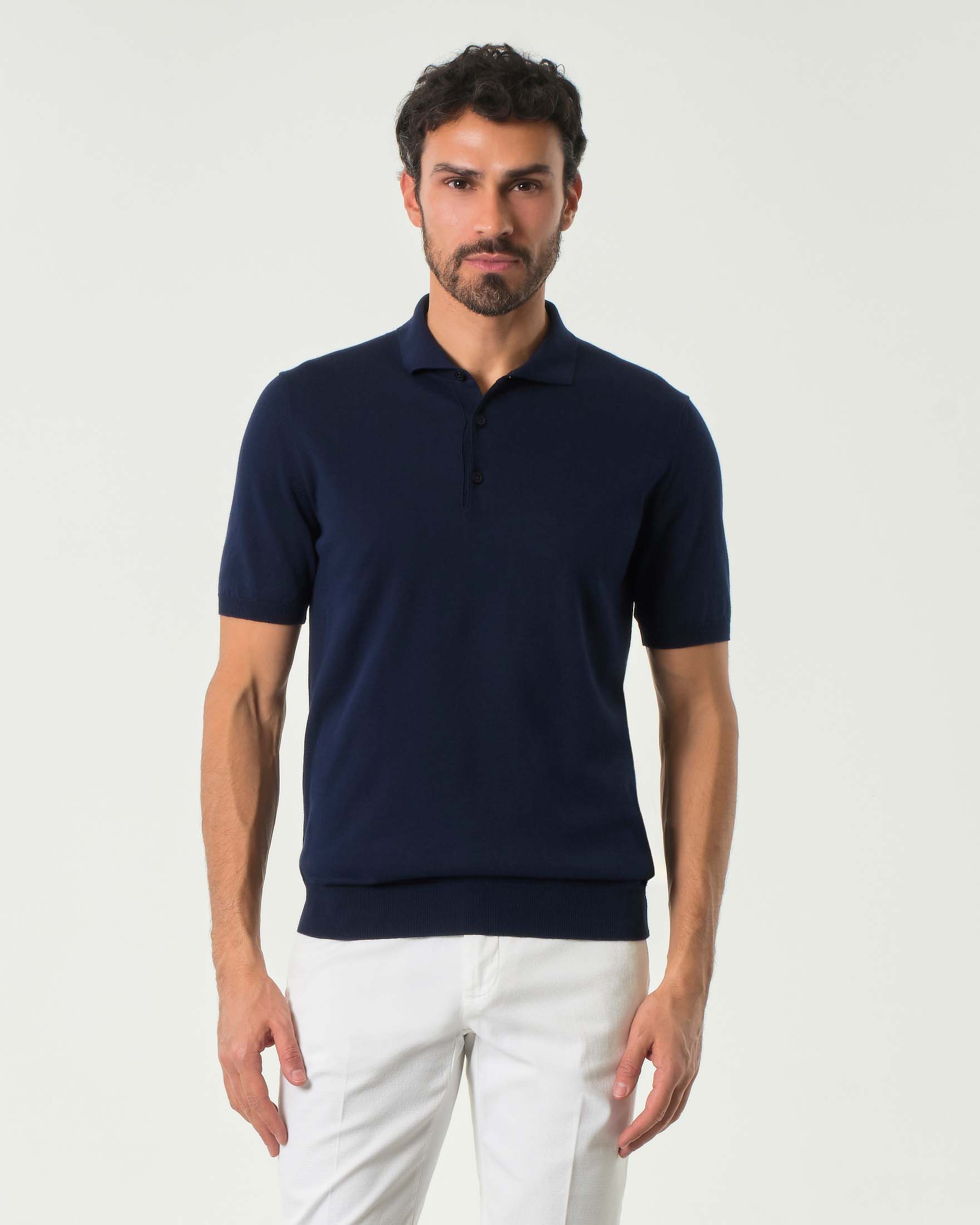 Polo blu Pellizzari in maglia di puro cotone